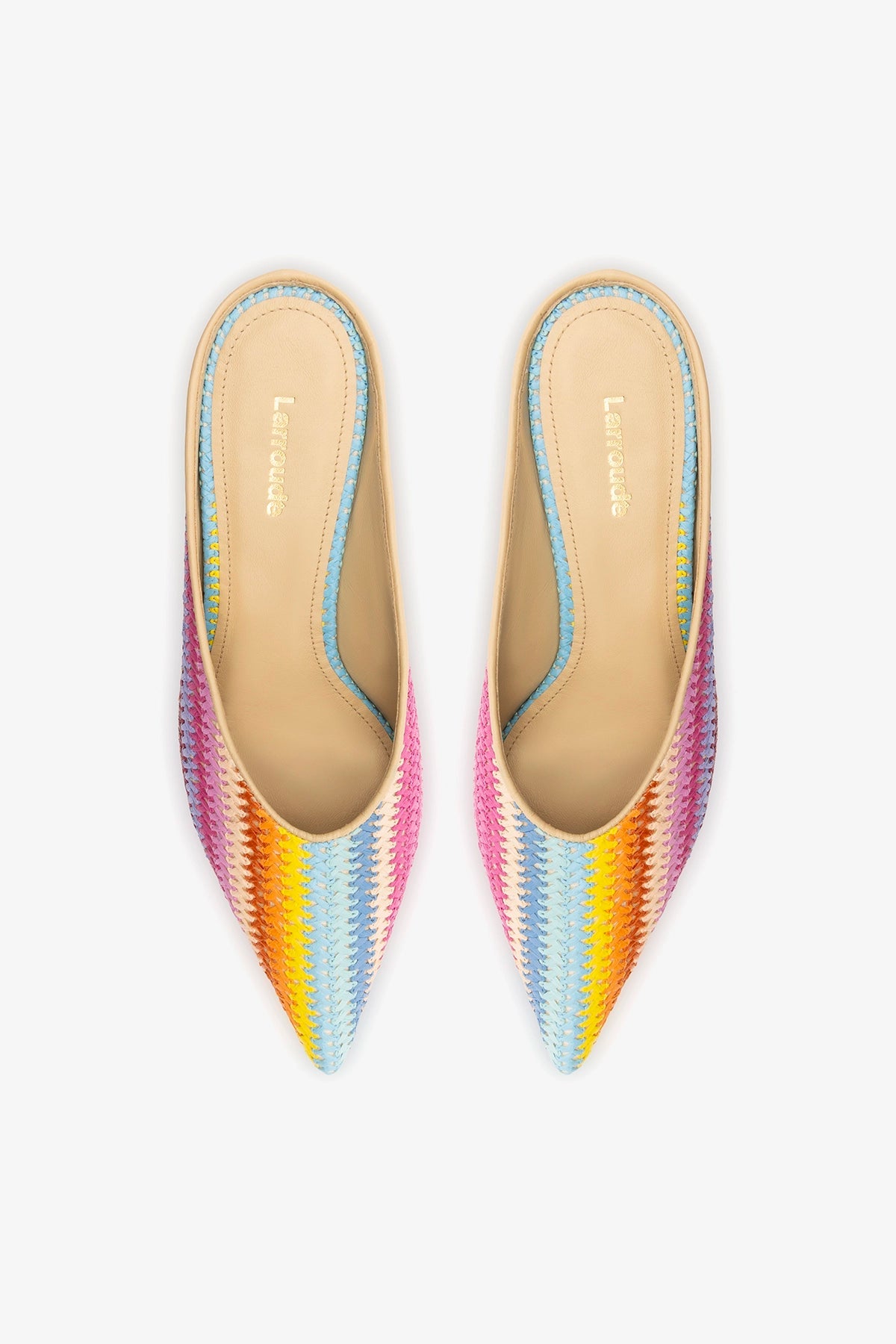 Larroude Loulou Mule Rainbow Raffia