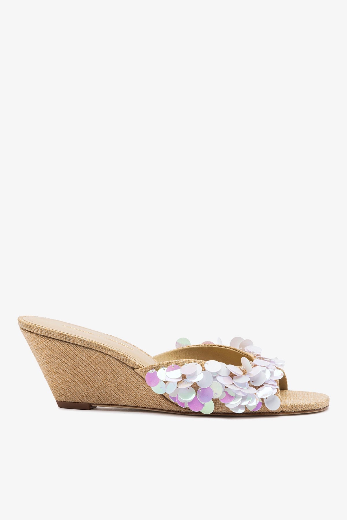 Larroude Larroudé x Ciao Lucia: Madalena Wedge Mule Beige Raffia