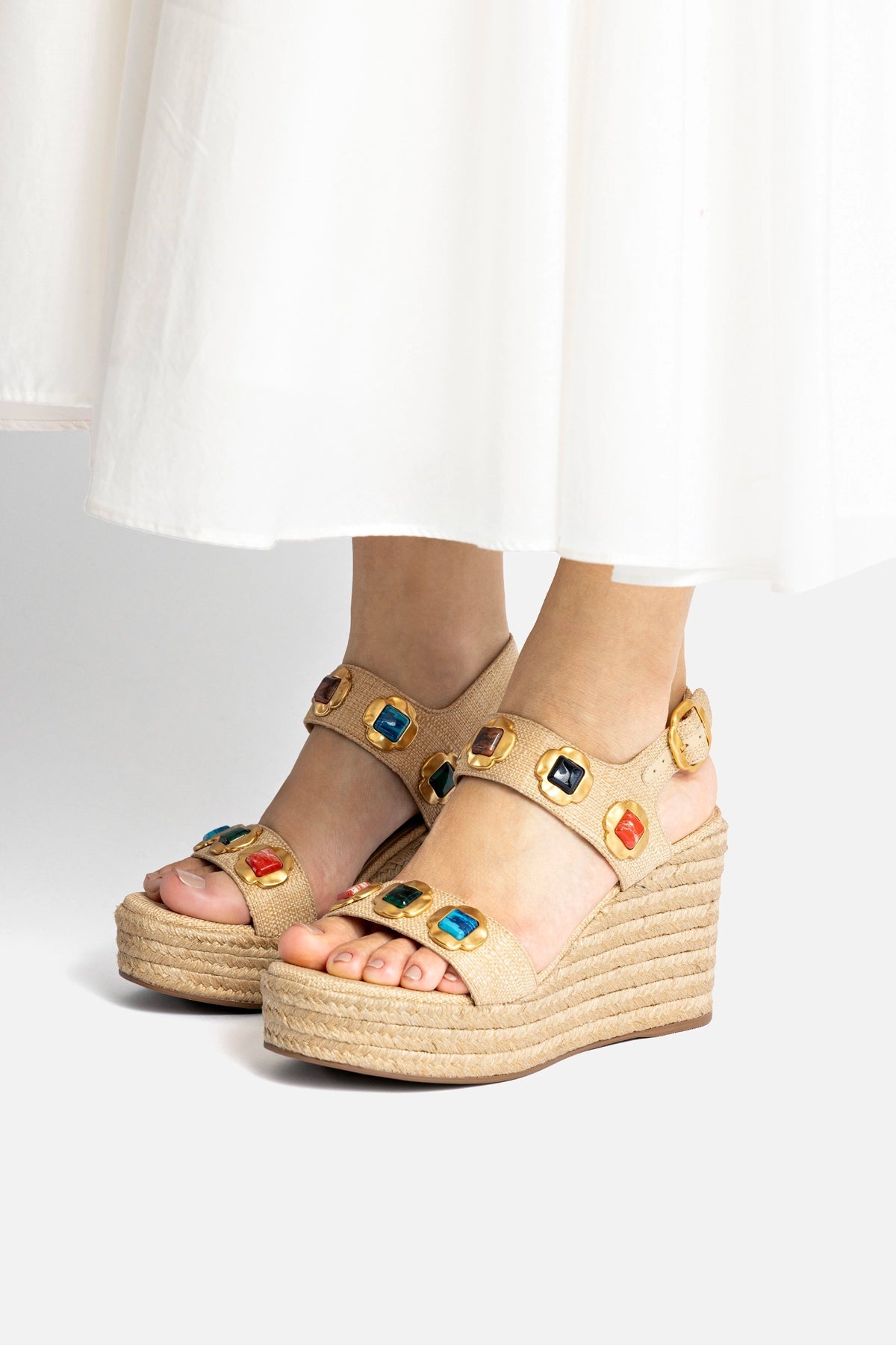 Larroude Milan Gioiello Espadrille In Beige Raffia