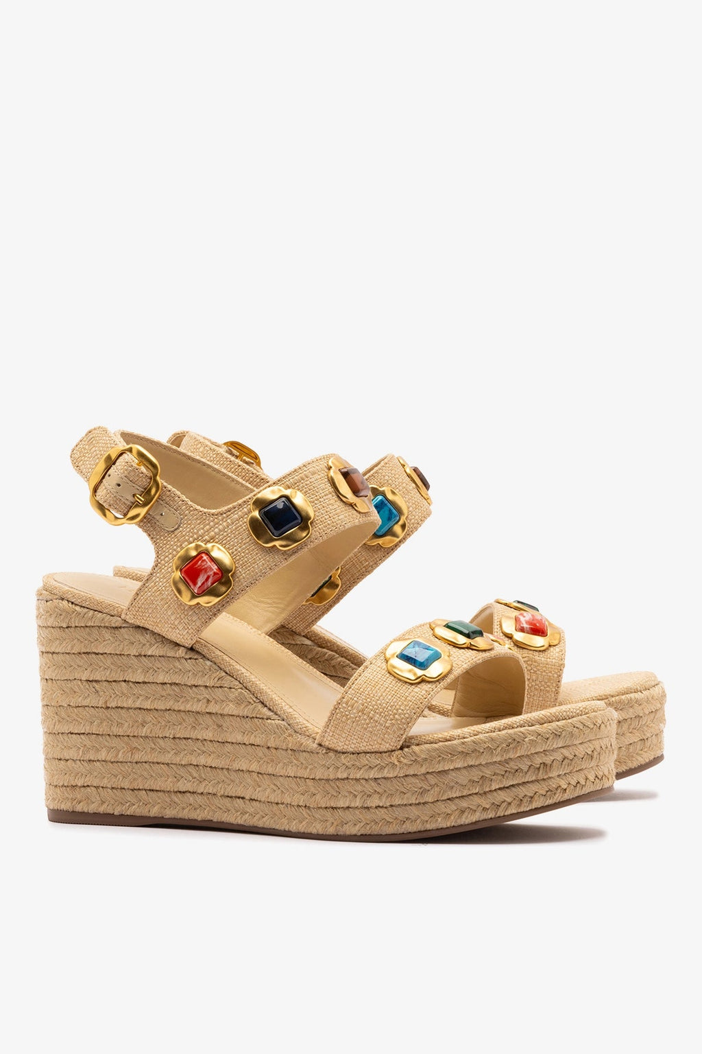 Larroude Milan Gioiello Espadrille In Beige Raffia