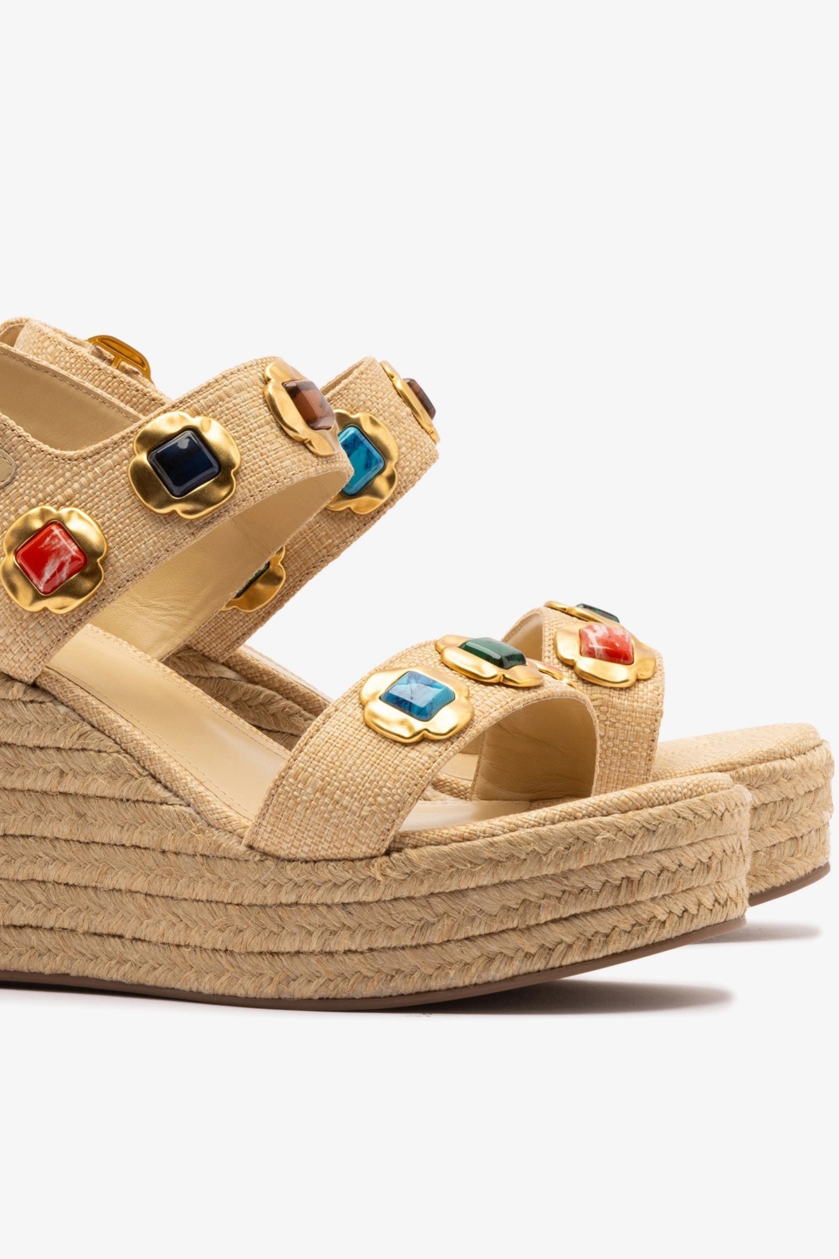 Larroude Milan Gioiello Espadrille In Beige Raffia