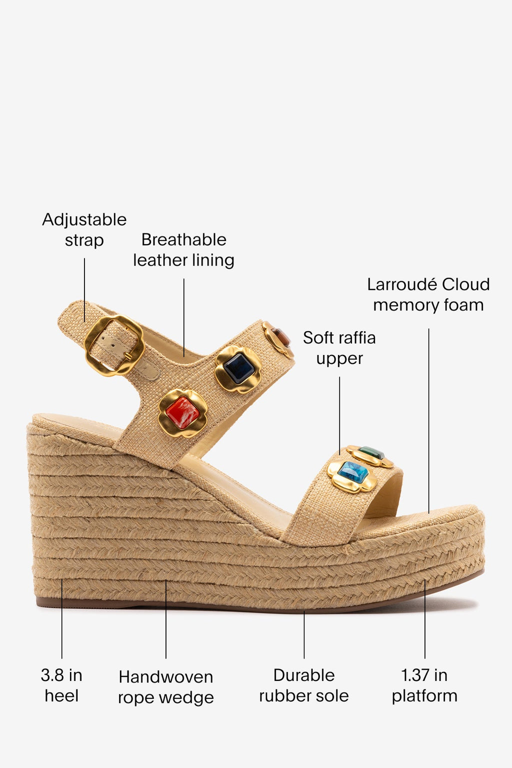 Larroude Milan Gioiello Espadrille In Beige Raffia