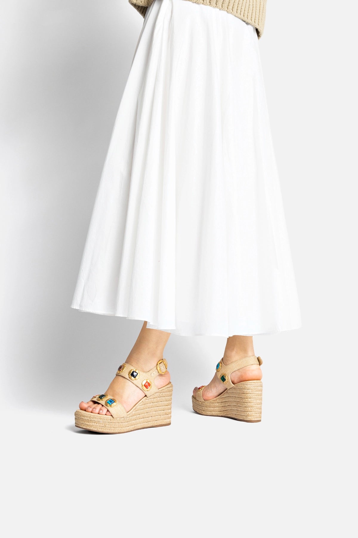 Larroude Milan Gioiello Espadrille In Beige Raffia