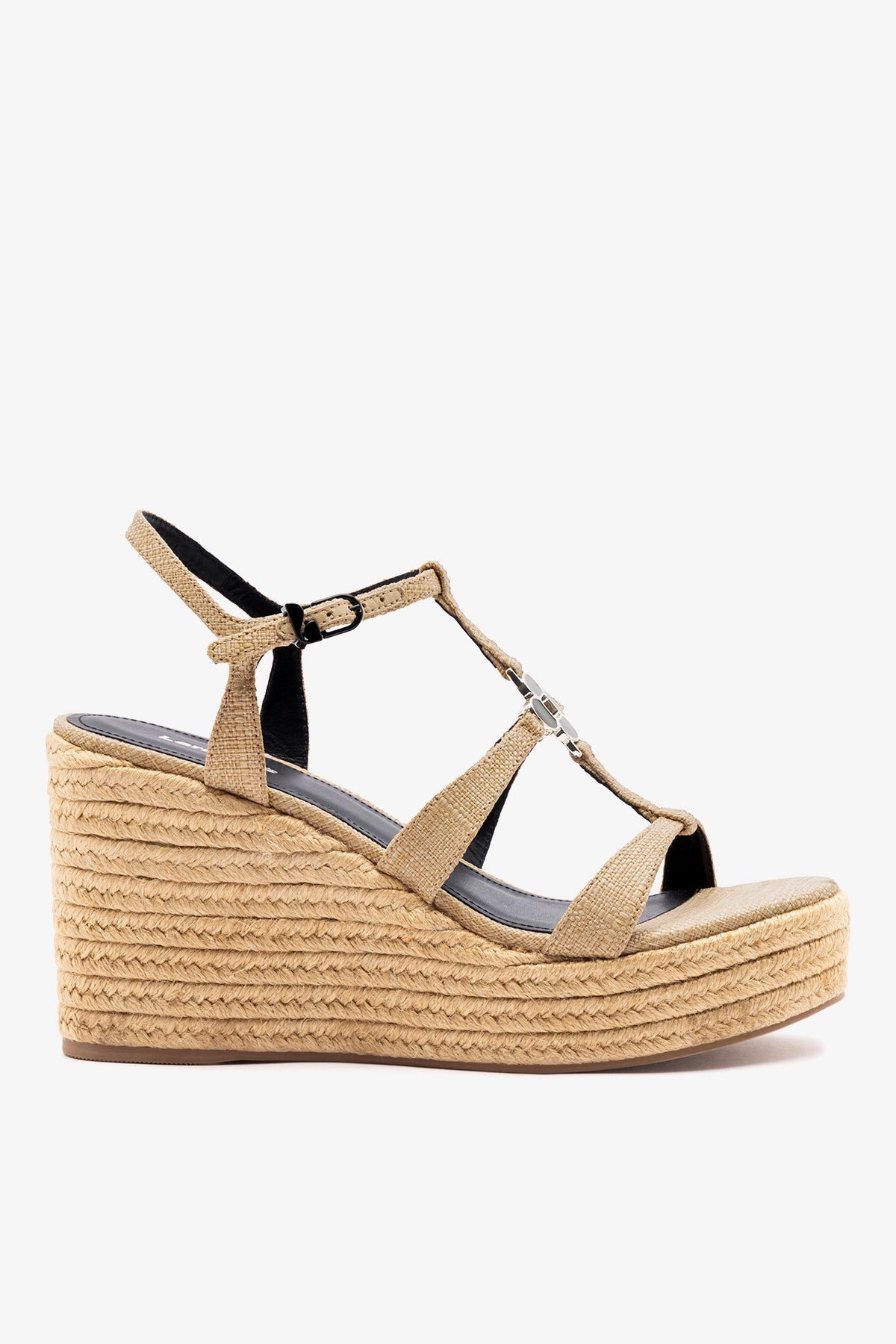 Larroude Hana Espadrille Sandal Beige Raffia
