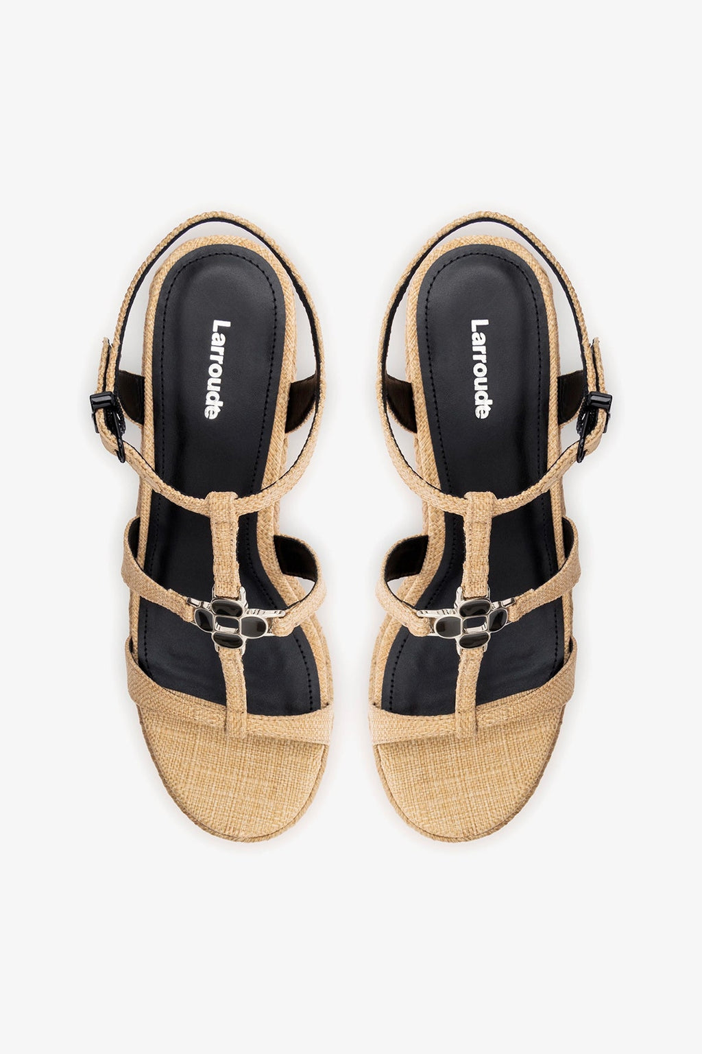 Larroude Hana Espadrille Sandal Beige Raffia