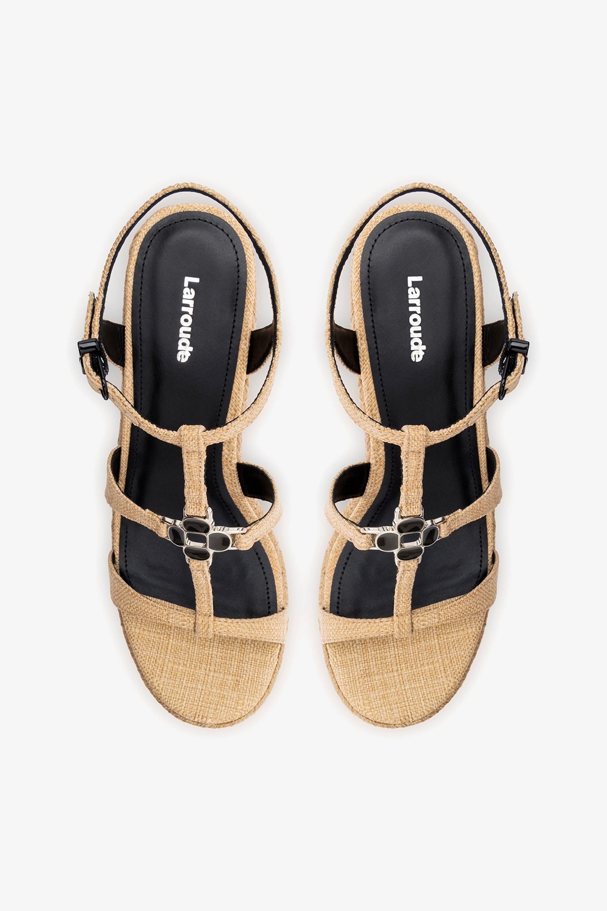 Larroude Hana Espadrille Sandal Beige Raffia