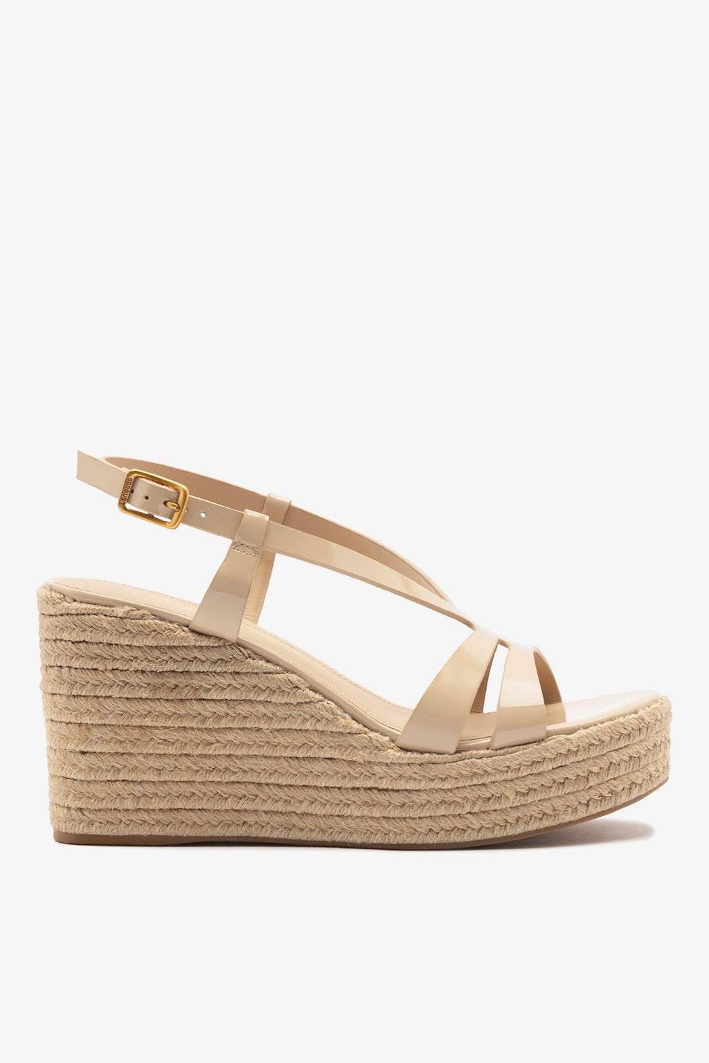 Larroude Daphne Espadrille Sandal Sand Patent Leather