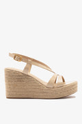 Larroude Daphne Espadrille Sandal Sand Patent Leather