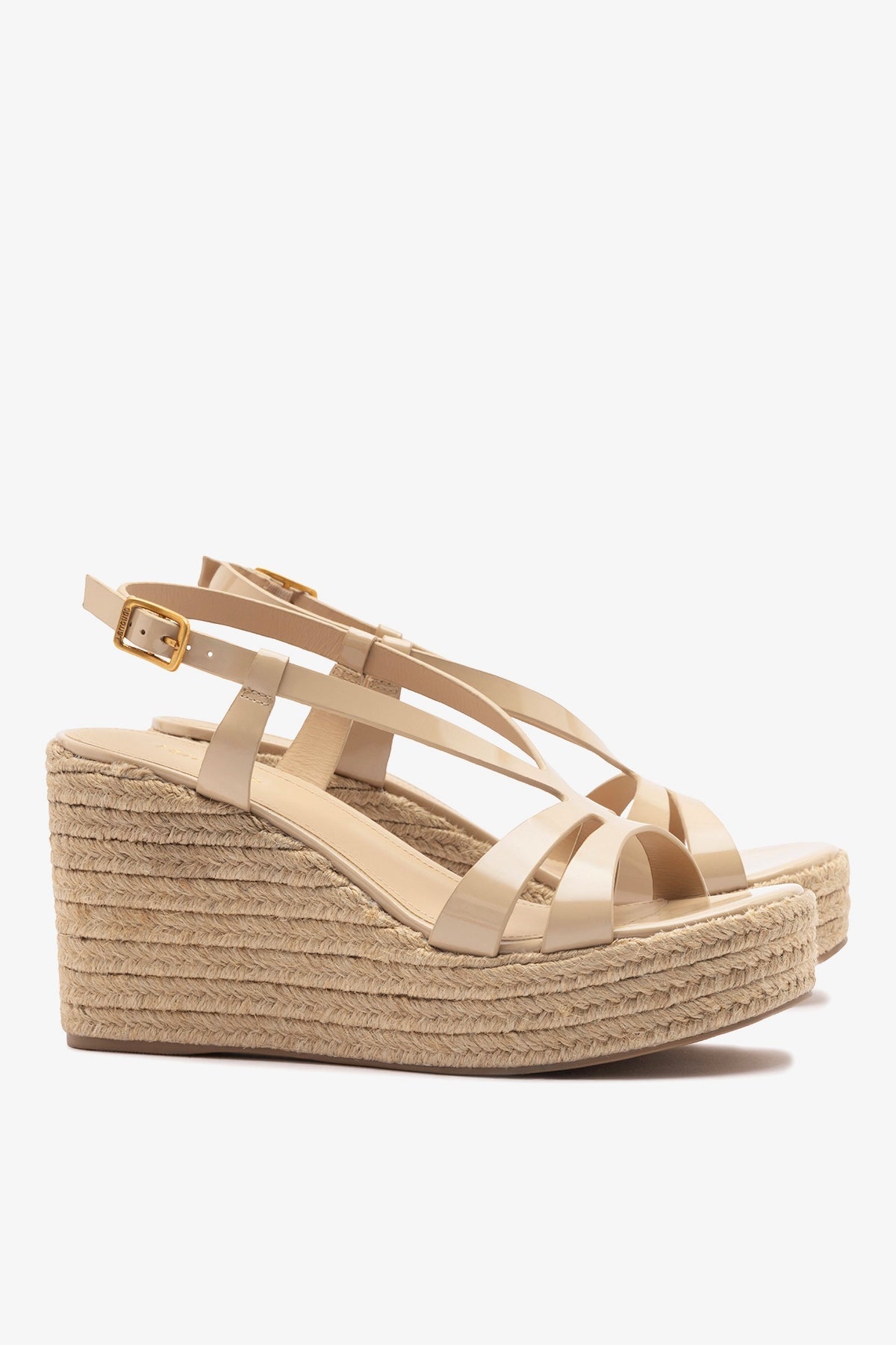 Larroude Daphne Espadrille Sandal Sand Patent Leather