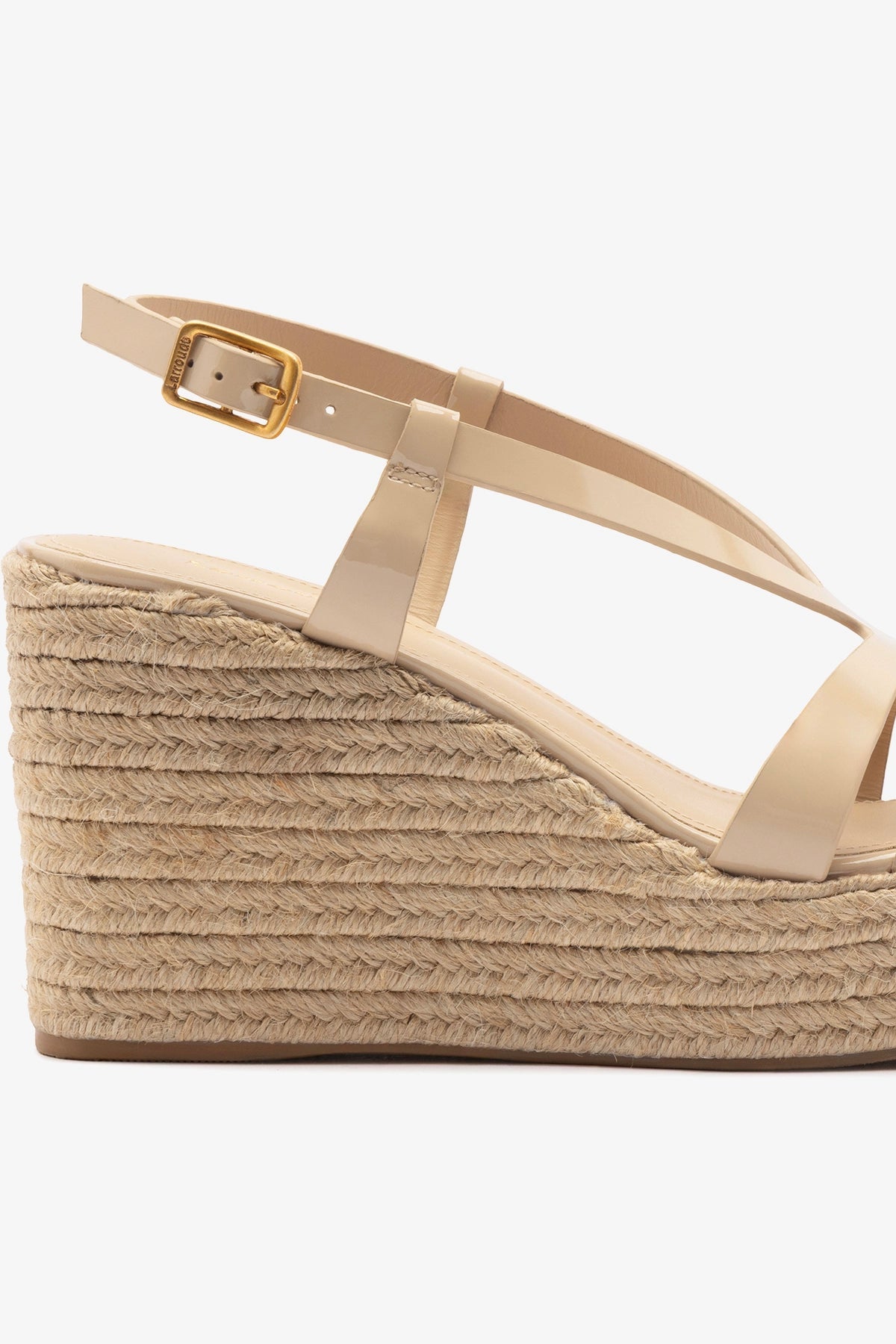 Larroude Daphne Espadrille Sandal Sand Patent Leather