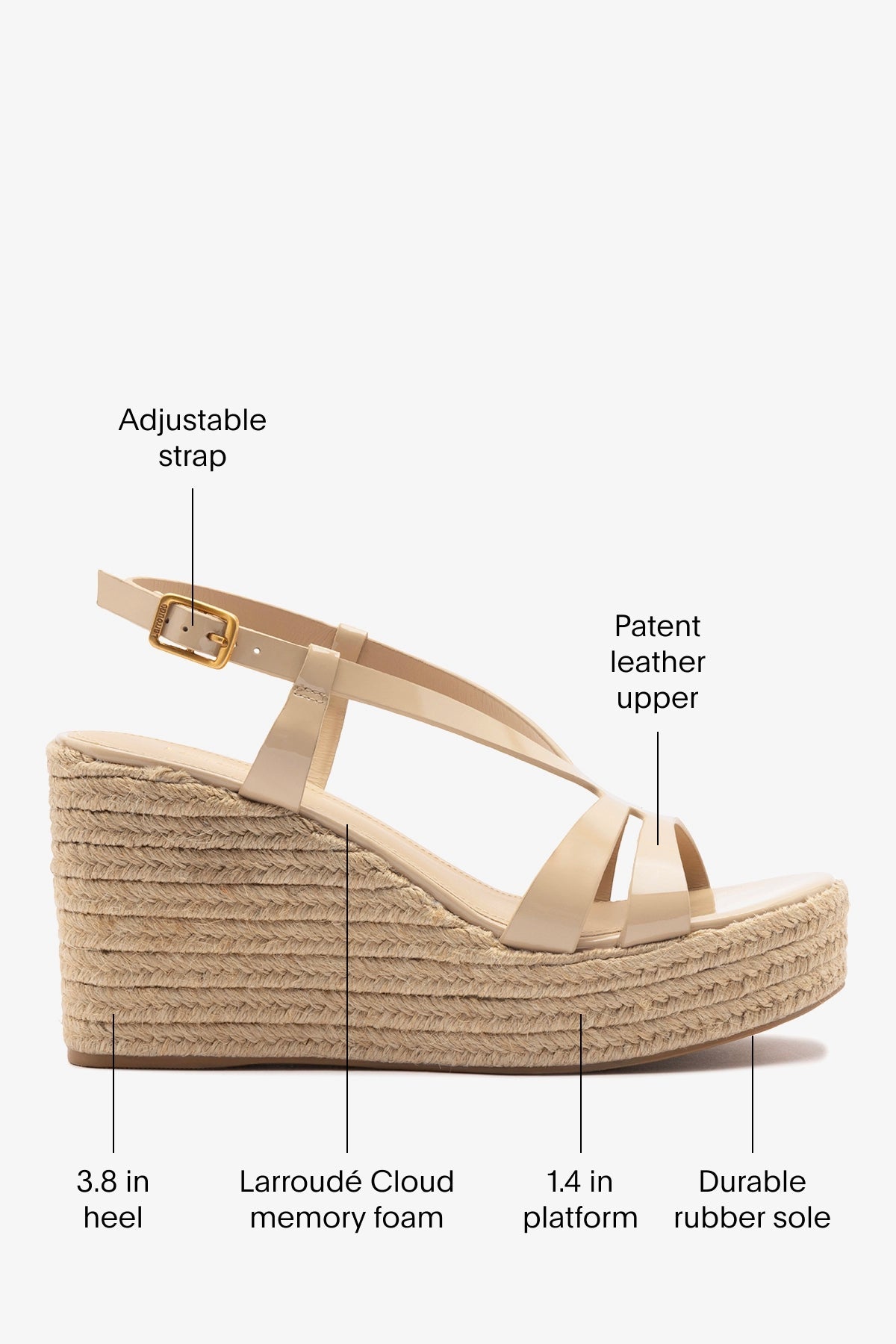Larroude Daphne Espadrille Sandal Sand Patent Leather