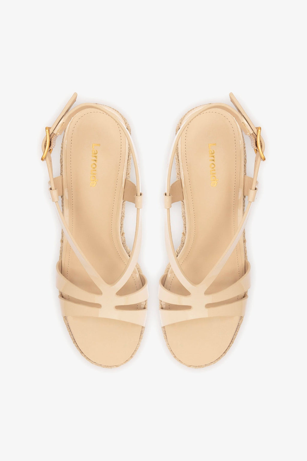 Larroude Daphne Espadrille Sandal Sand Patent Leather