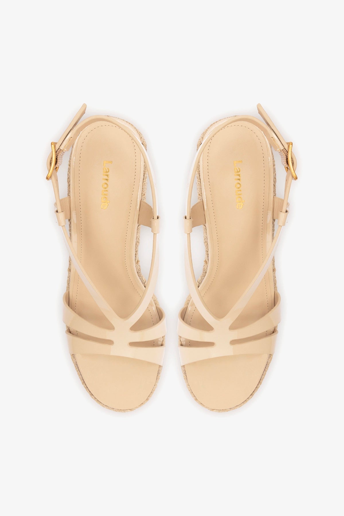 Larroude Daphne Espadrille Sandal Sand Patent Leather