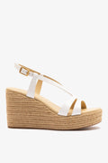 Larroude Daphne Espadrille Sandal White Patent Leather