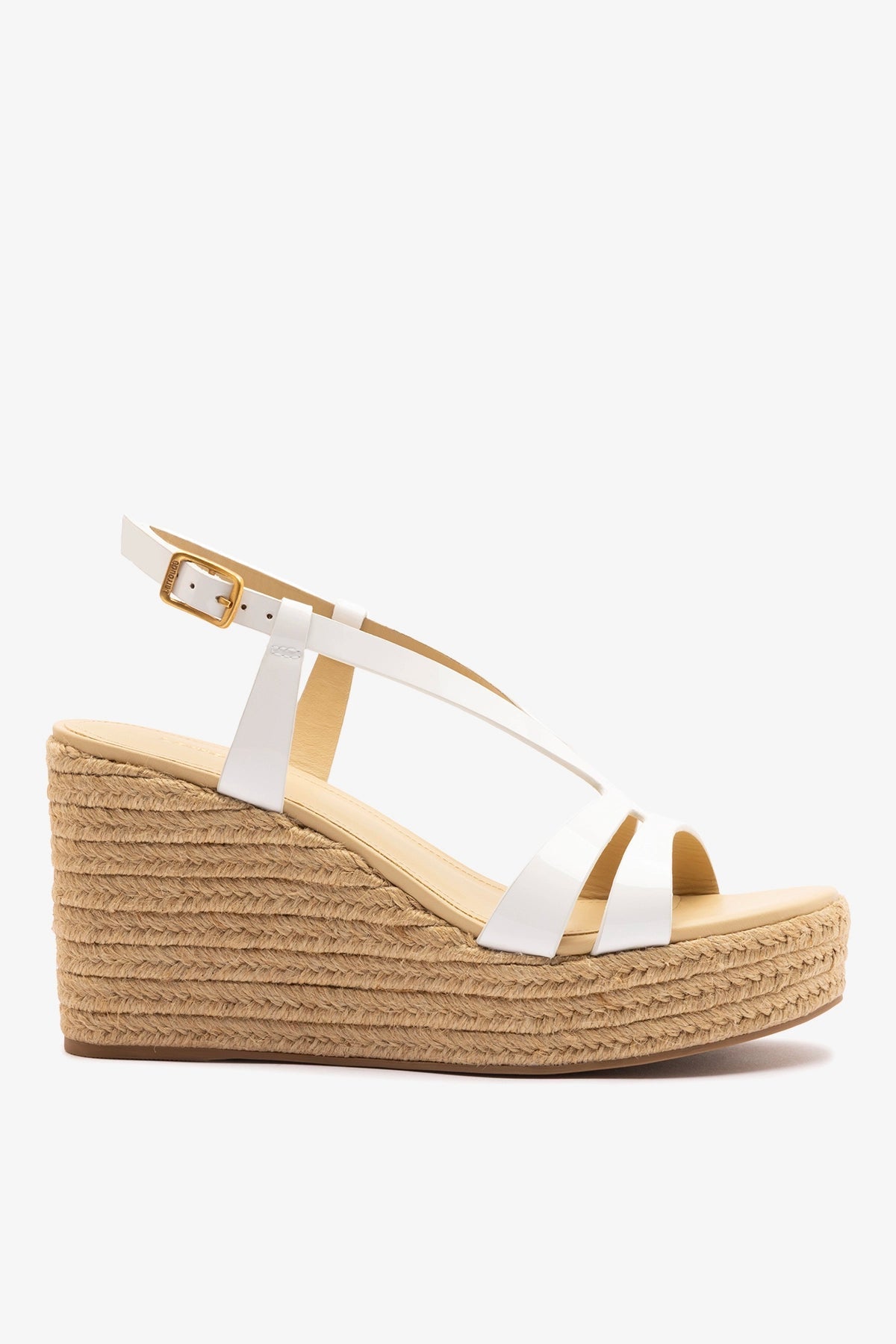 Larroude Daphne Espadrille Sandal White Patent Leather