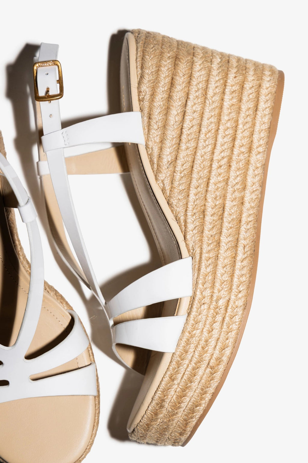 Larroude Daphne Espadrille Sandal White Patent Leather