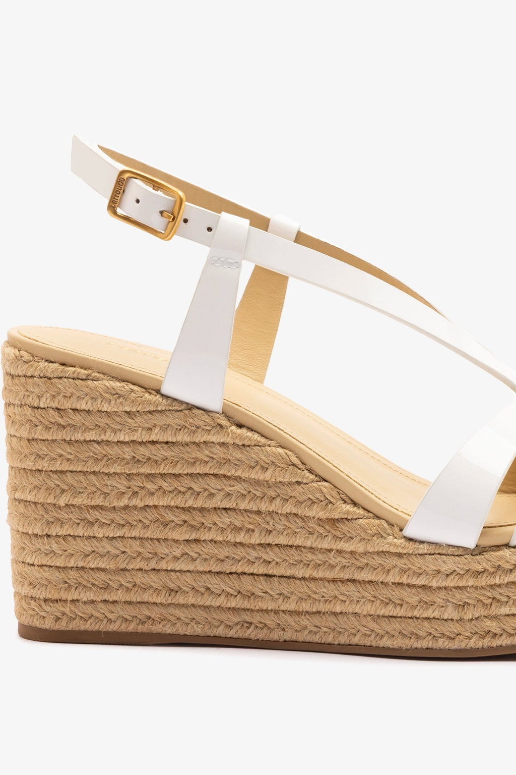 Larroude Daphne Espadrille Sandal White Patent Leather