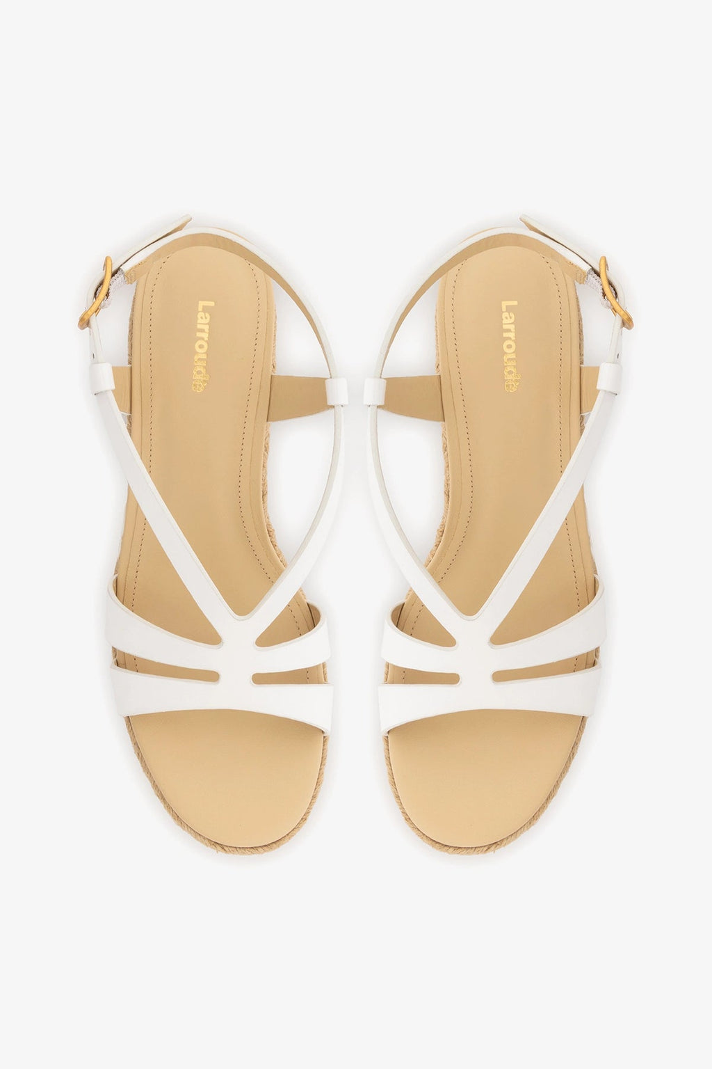Larroude Daphne Espadrille Sandal White Patent Leather