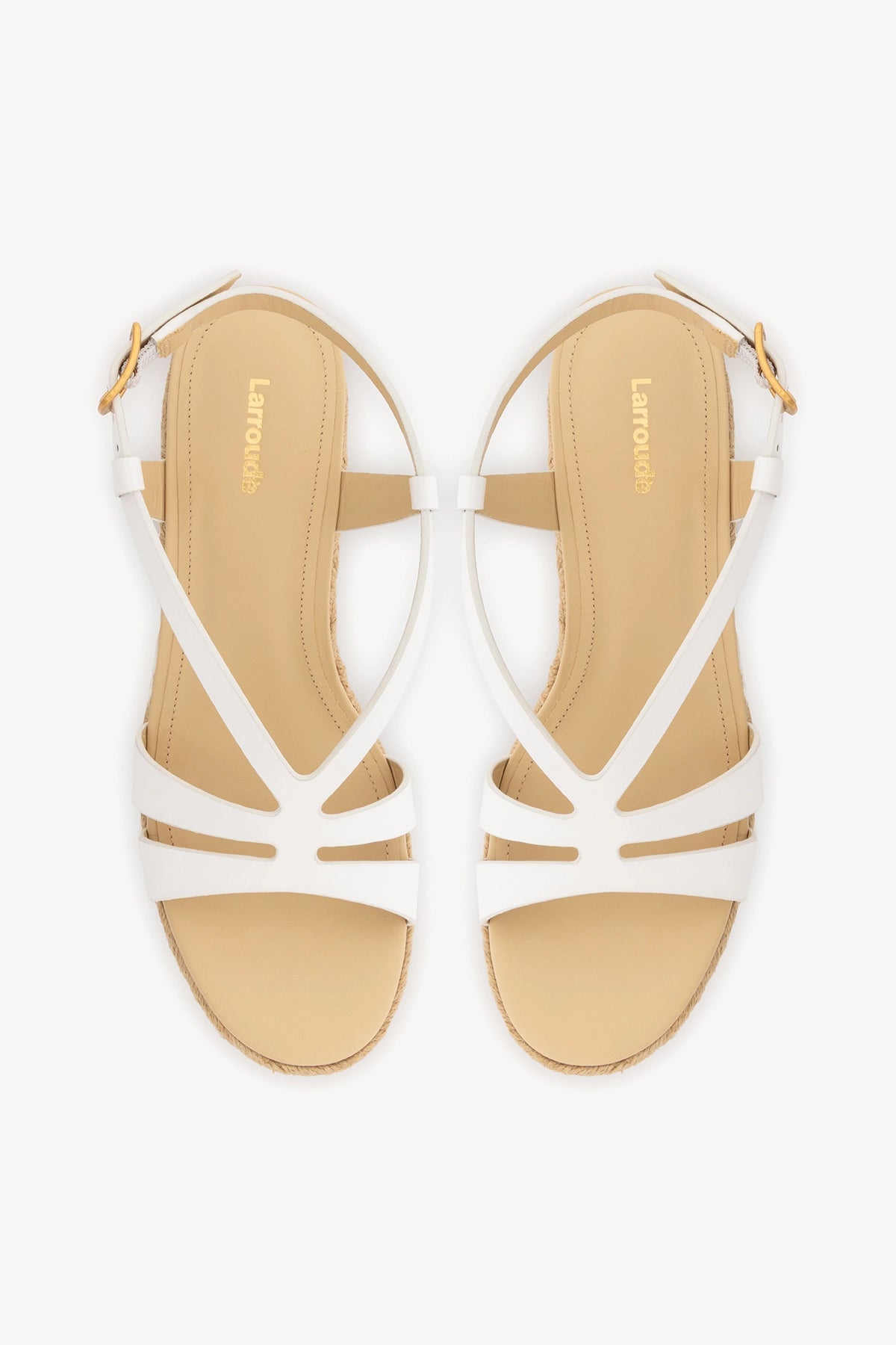 Larroude Daphne Espadrille Sandal White Patent Leather