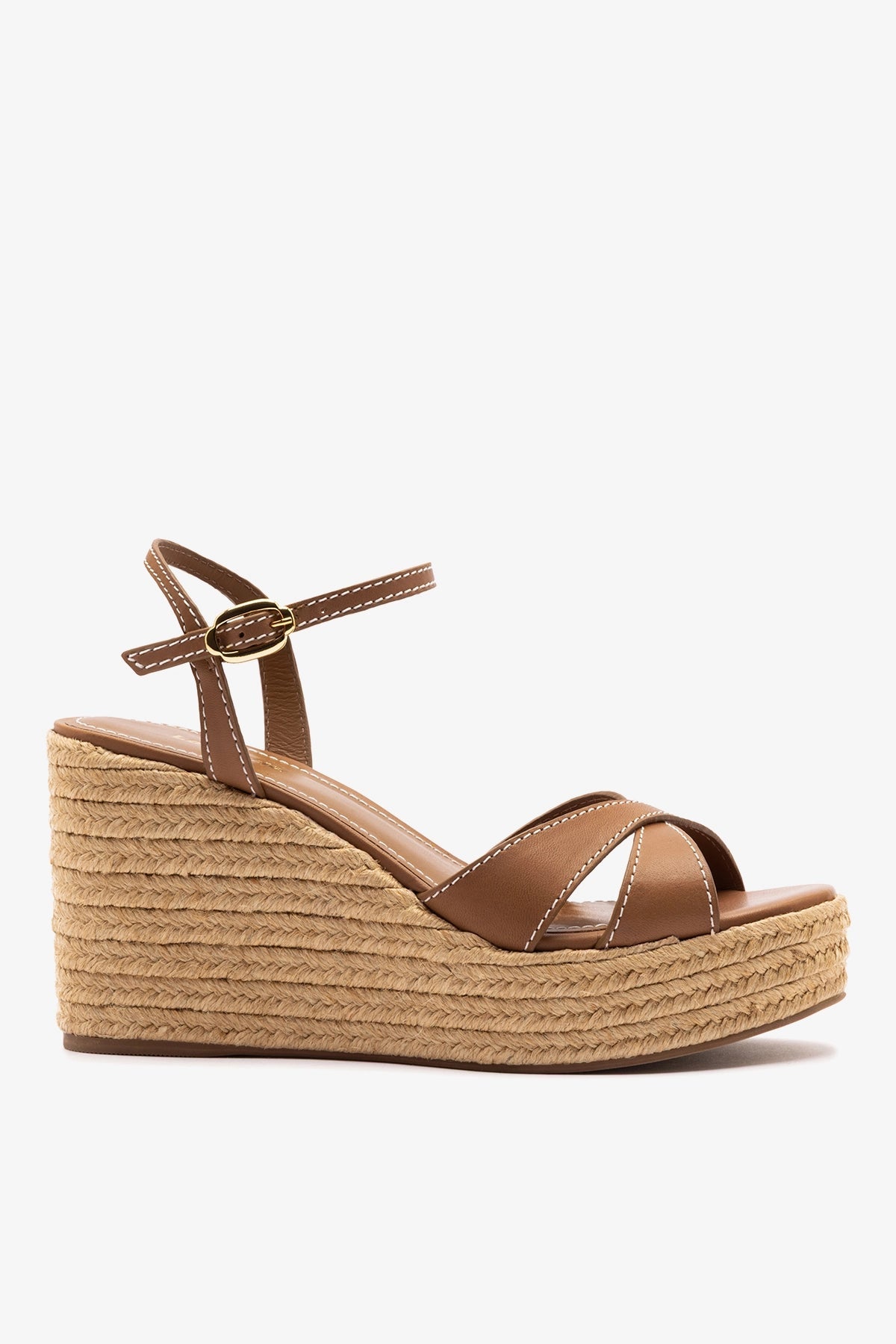 Larroude Bianca Espadrille Sandal Caramel Leather
