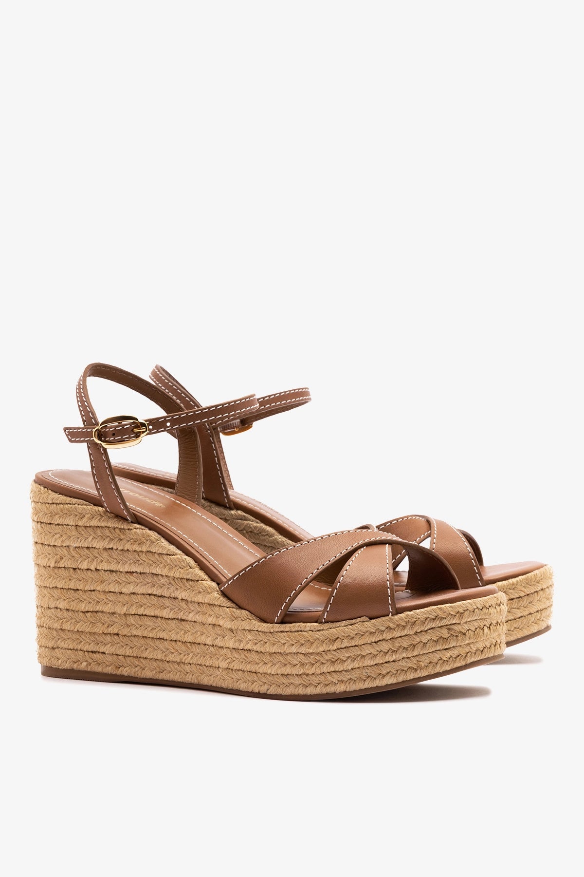 Larroude Bianca Espadrille Sandal Caramel Leather