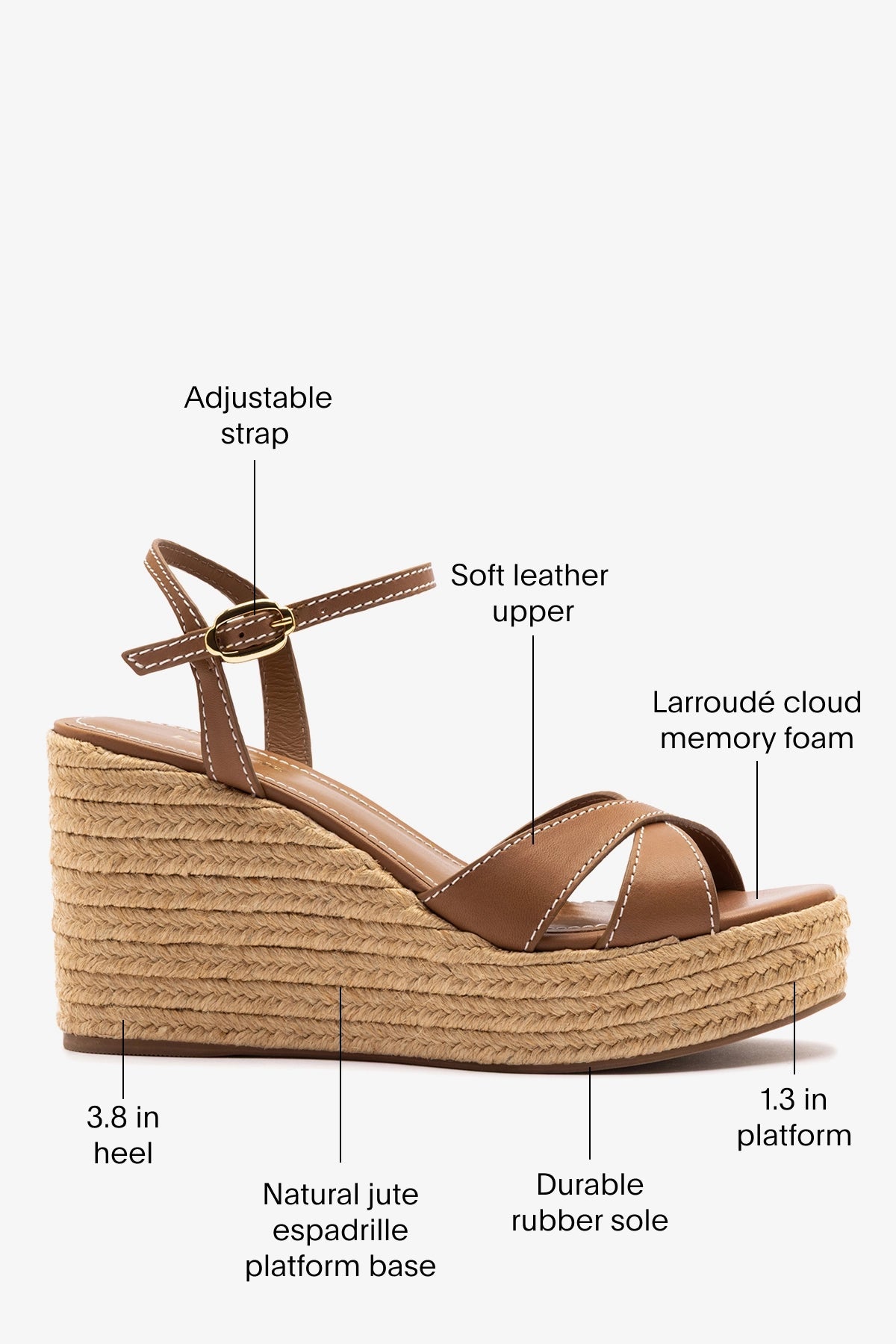 Larroude Bianca Espadrille Sandal Caramel Leather