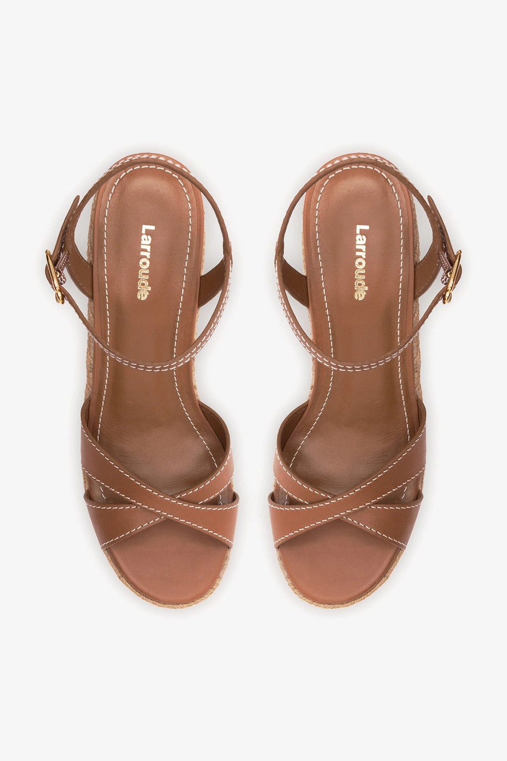 Larroude Bianca Espadrille Sandal Caramel Leather