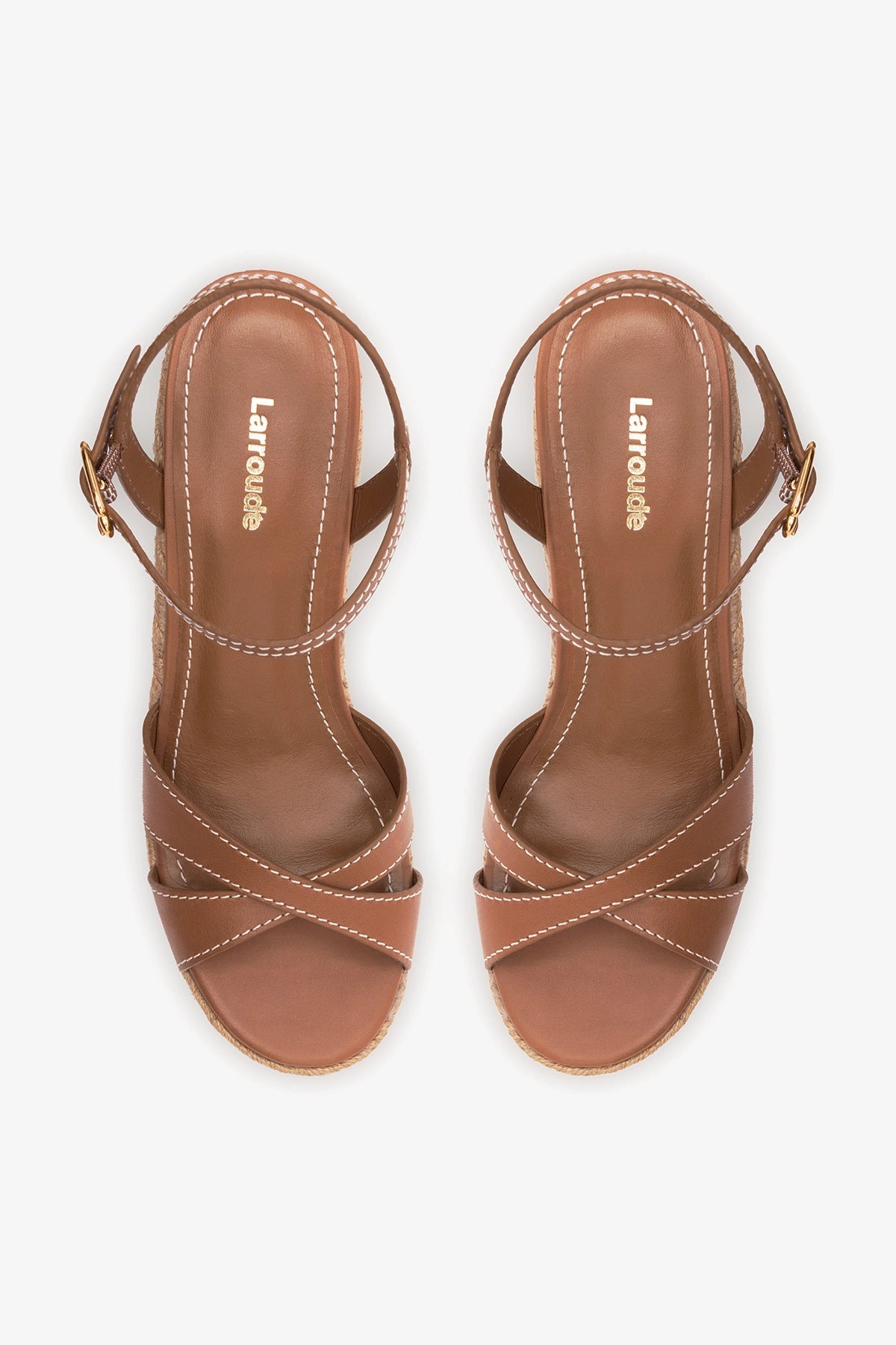 Larroude Bianca Espadrille Sandal Caramel Leather