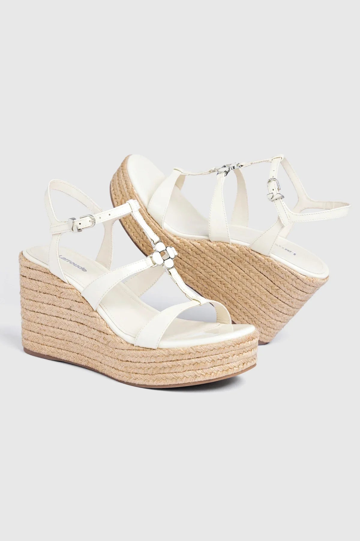 Larroude Hana Espadrille Sandal Ivory Leather
