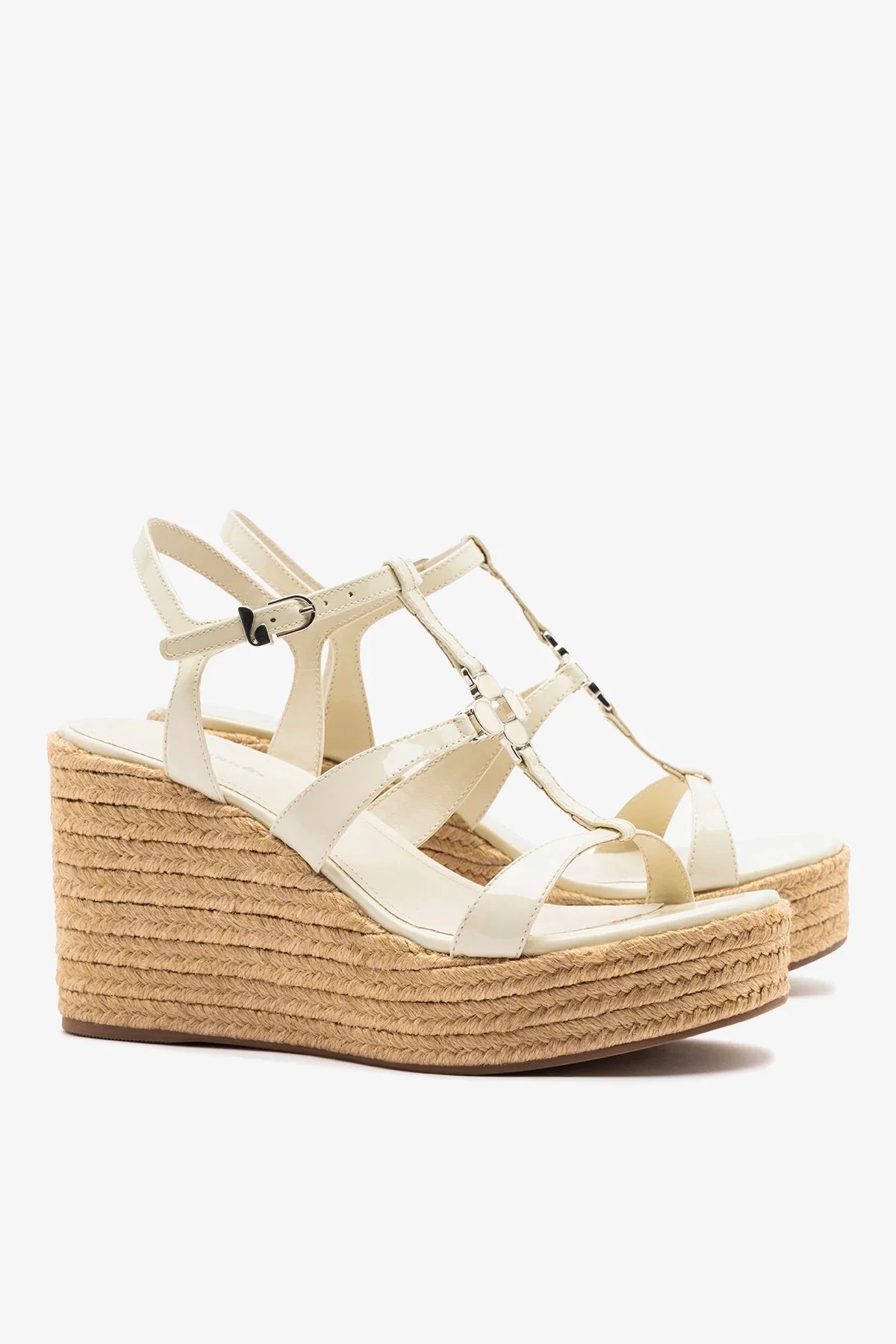 Larroude Hana Espadrille Sandal Ivory Leather