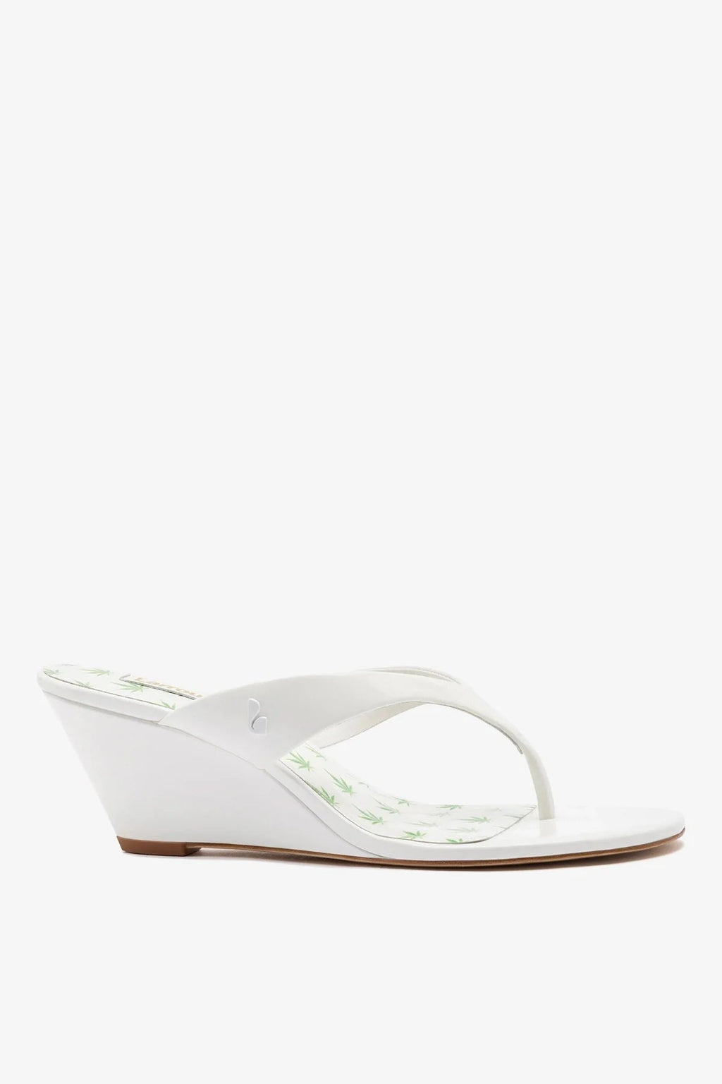 Larroude Gaia Low Wedge Sandal White Patent Leather