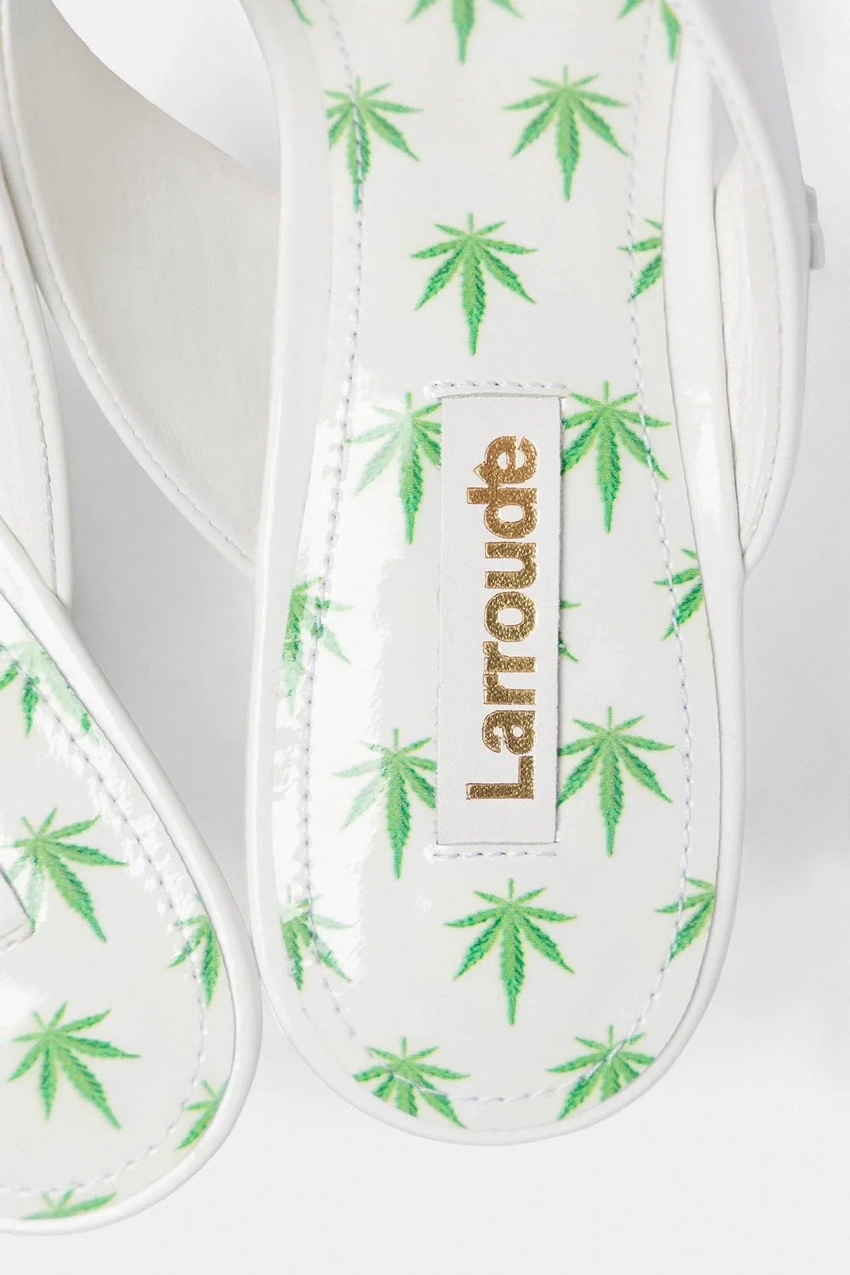 Larroude Gaia Low Wedge Sandal White Patent Leather
