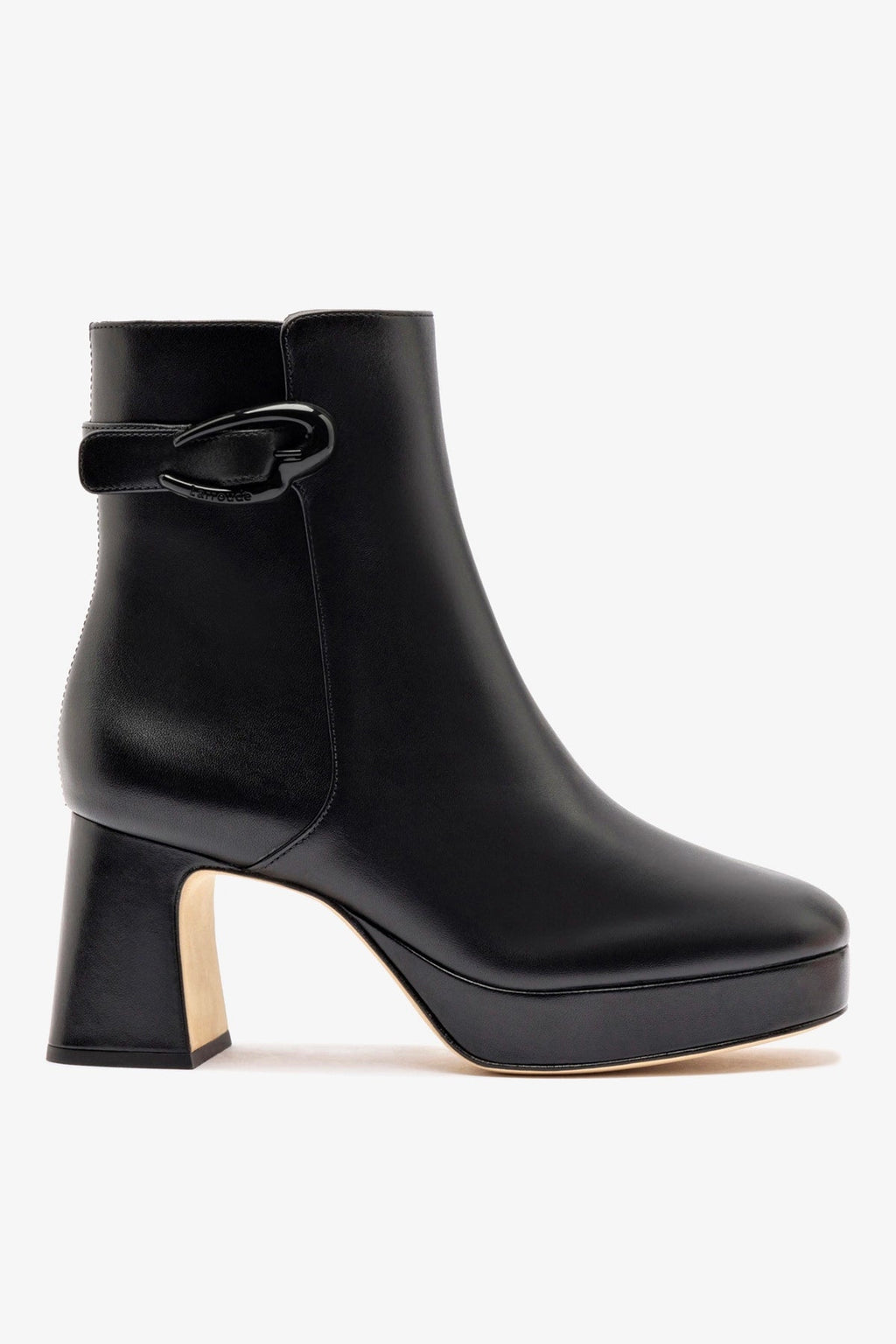 Larroude Dolly Verona Low Boot In Black Leather