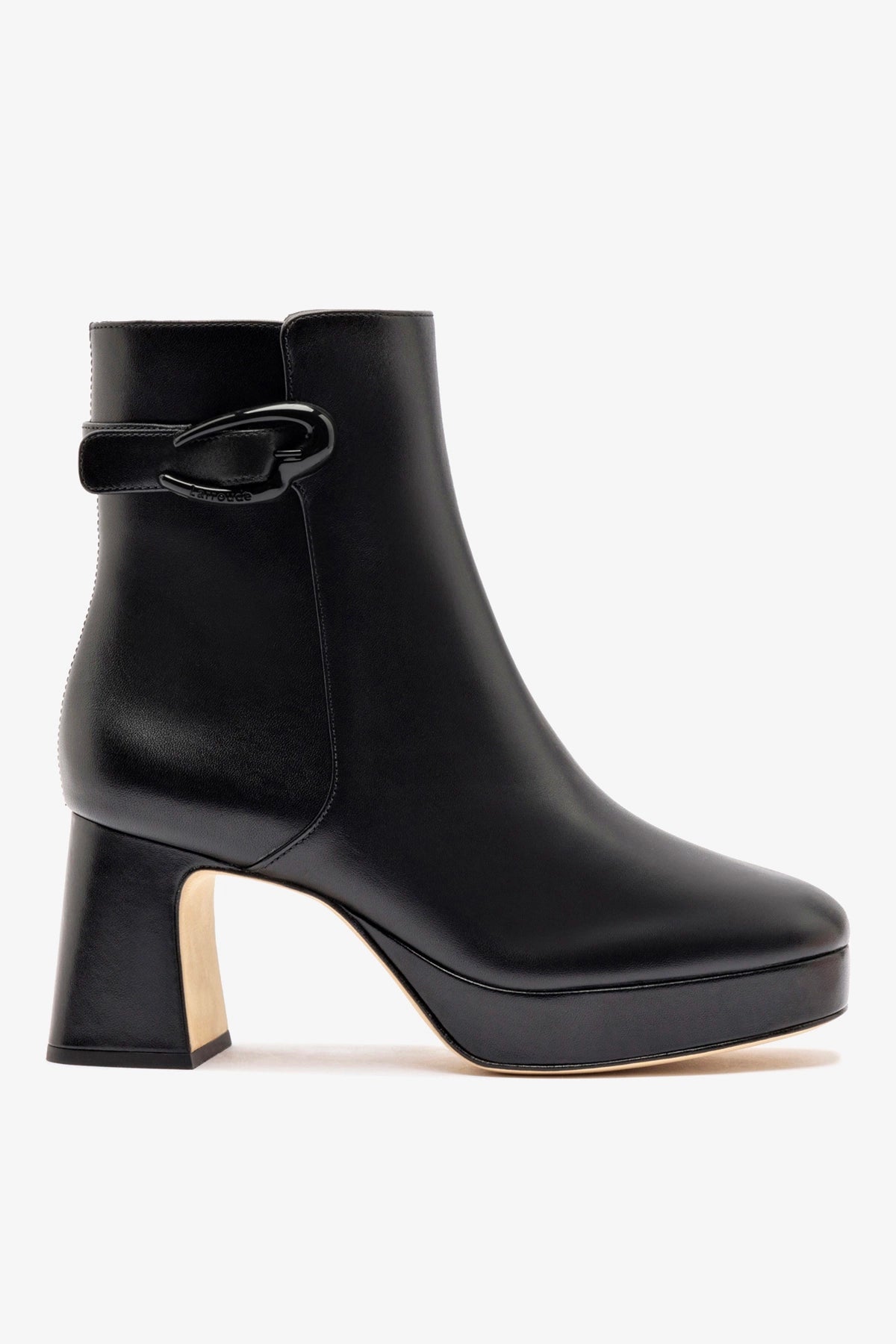 Larroude Dolly Verona Low Boot In Black Leather