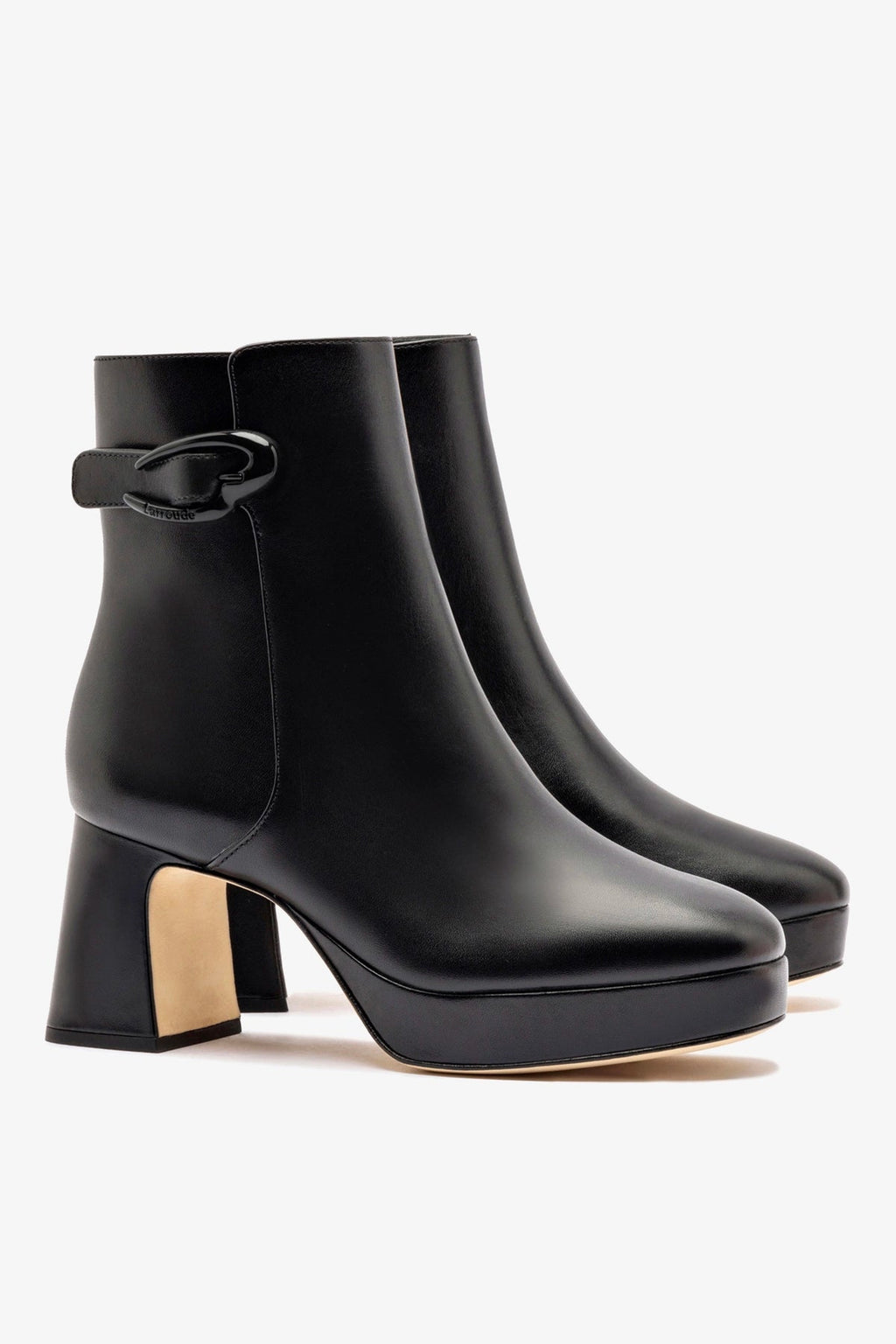 Larroude Dolly Verona Low Boot In Black Leather