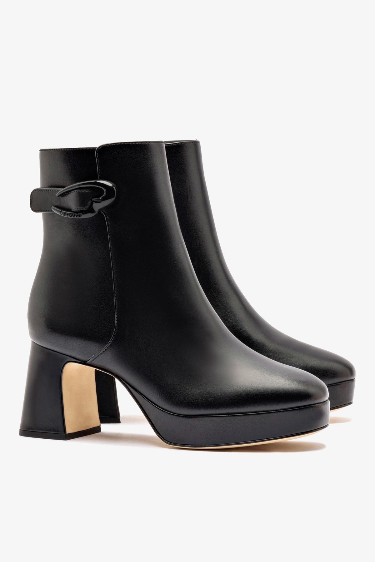 Larroude Dolly Verona Low Boot In Black Leather