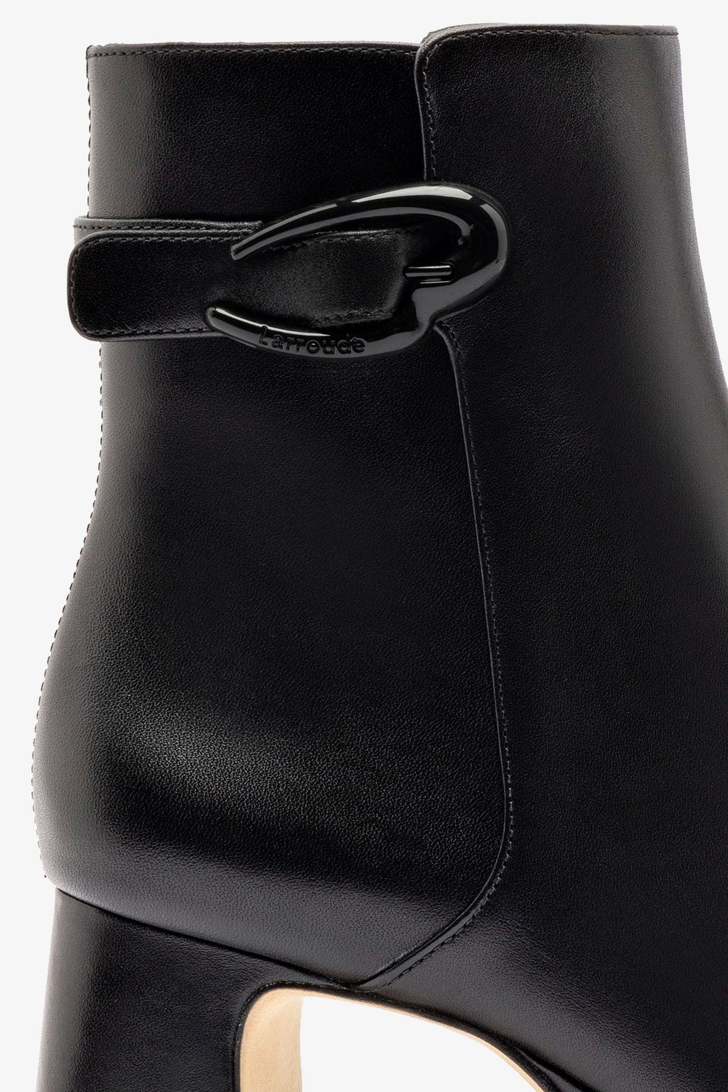 Larroude Dolly Verona Low Boot In Black Leather