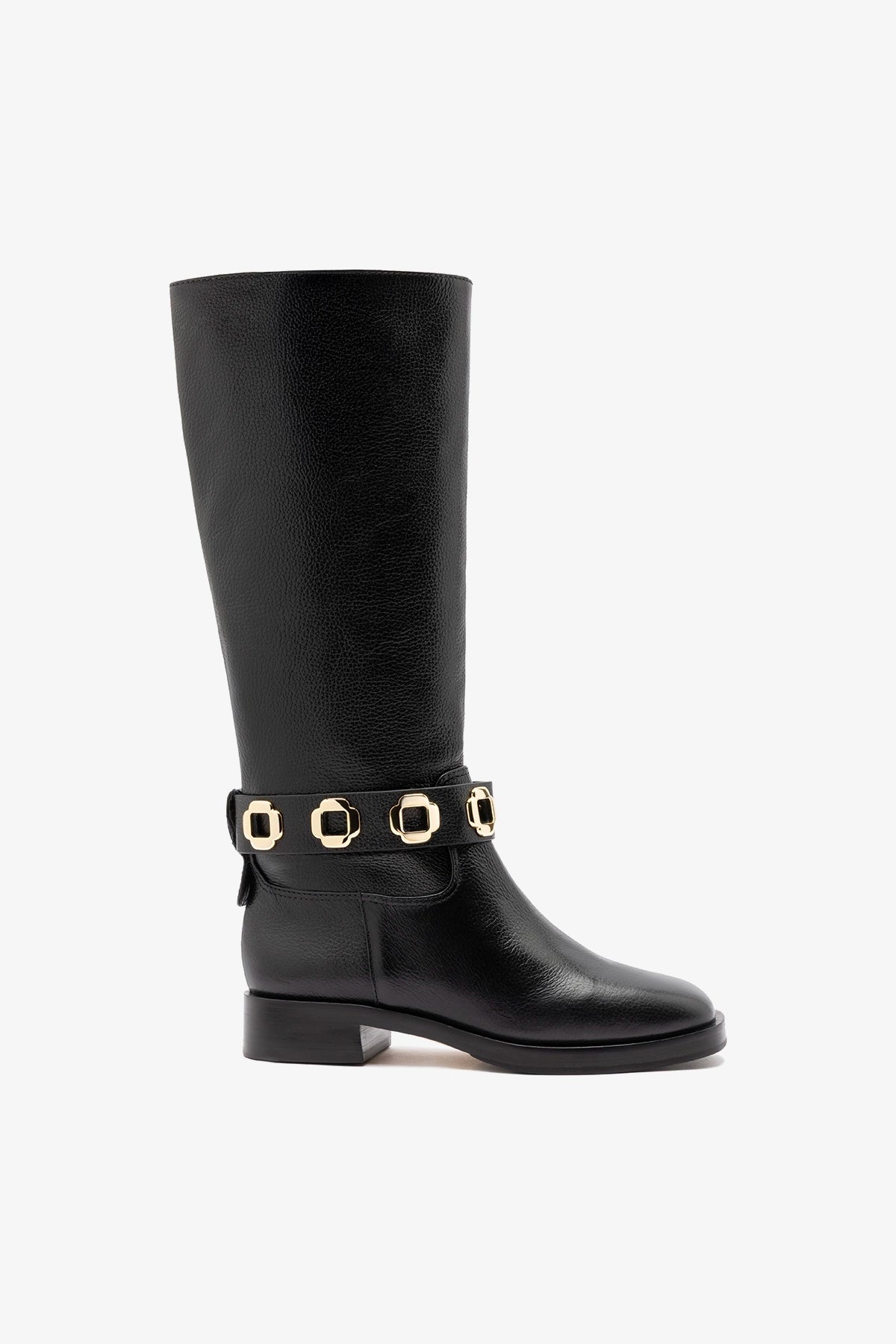 Larroude Milan Flat Boot In Black Leather