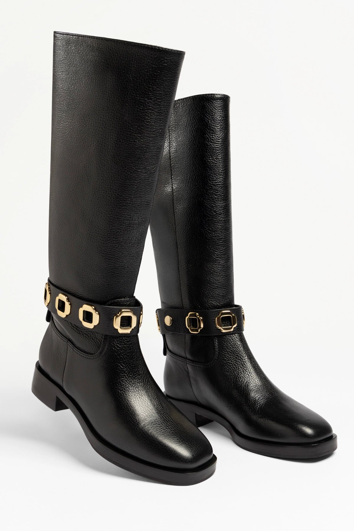 Larroude Milan Flat Boot In Black Leather