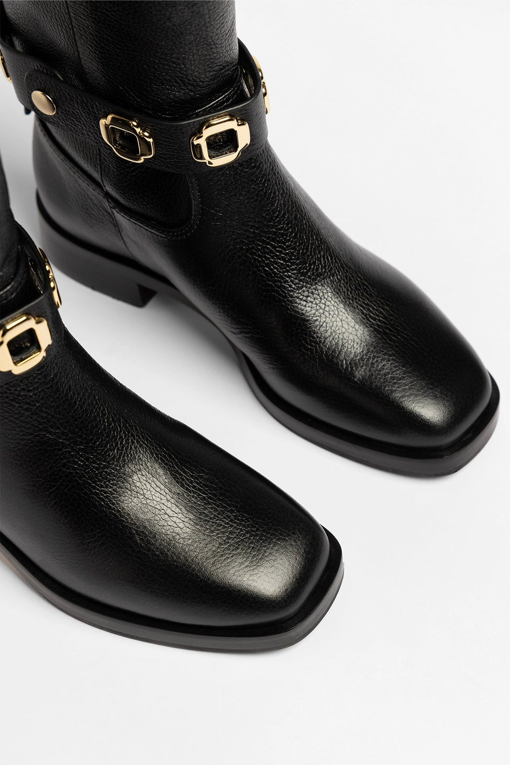 Larroude Milan Flat Boot In Black Leather