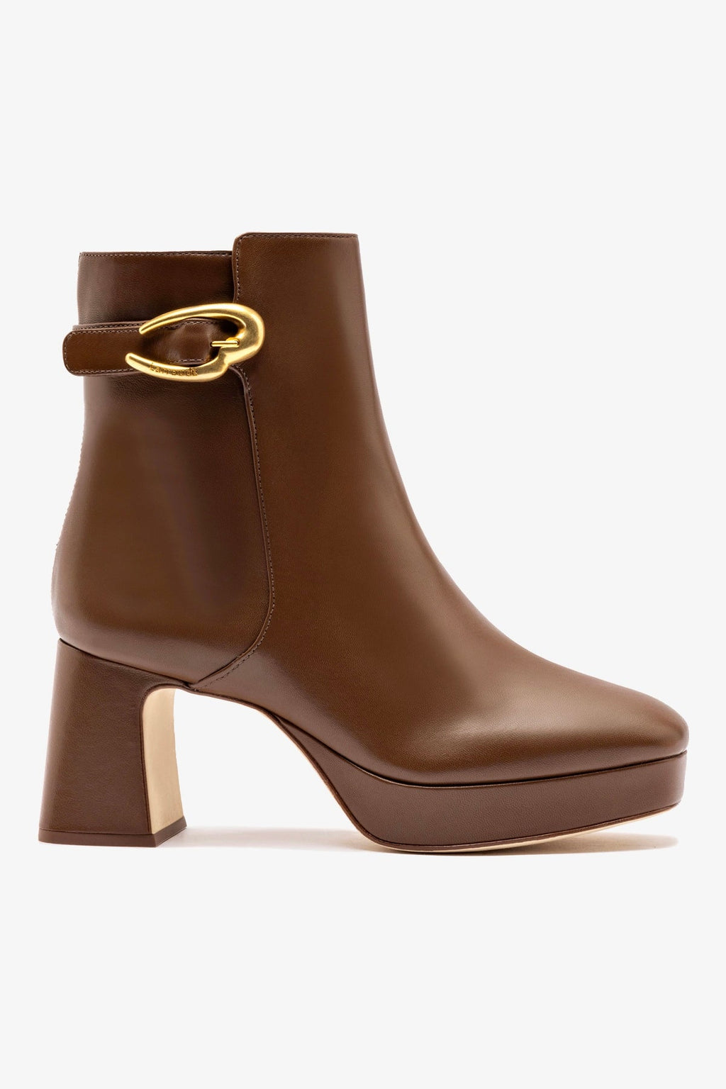 Larroude Dolly Verona Low Boot In Burnt Umber Leather