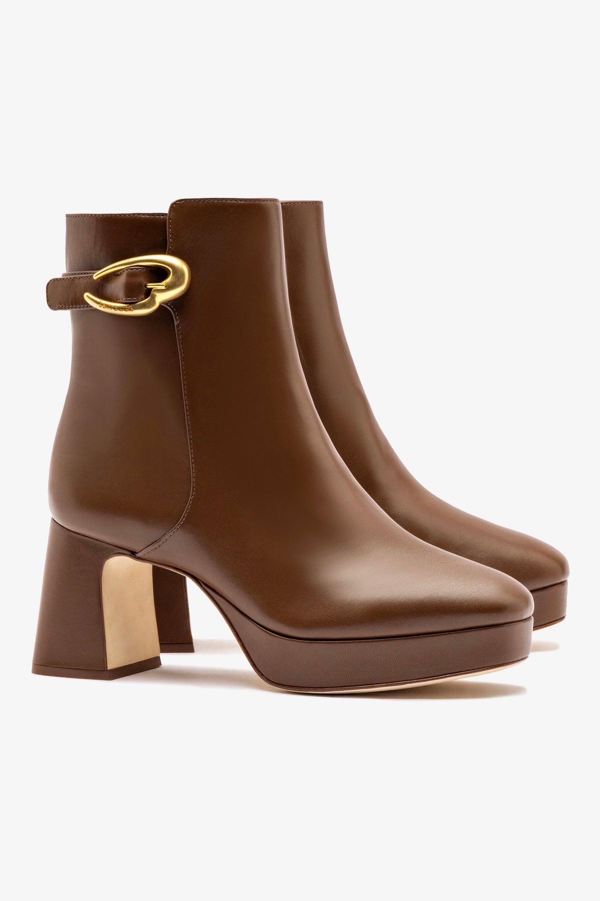Larroude Dolly Verona Low Boot In Burnt Umber Leather