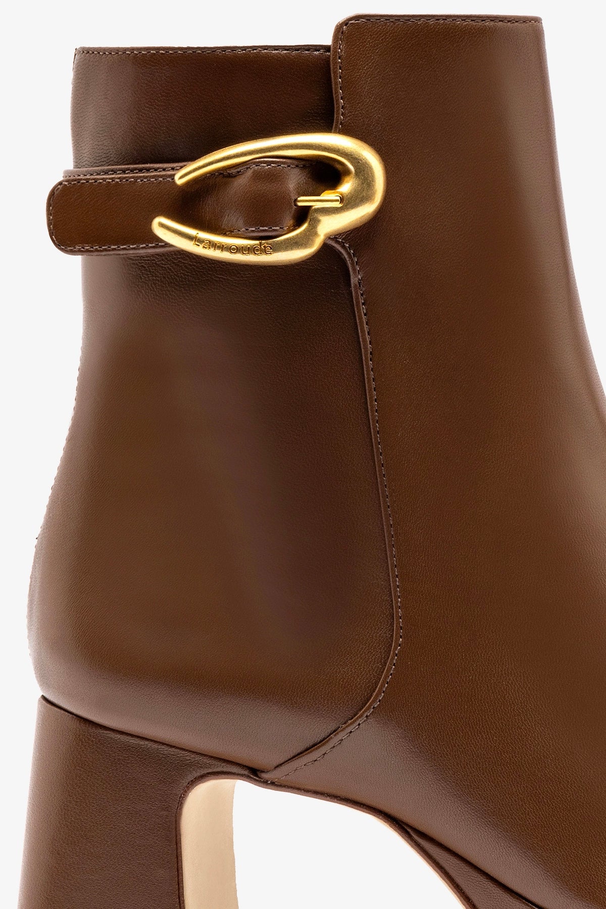 Larroude Dolly Verona Low Boot In Burnt Umber Leather