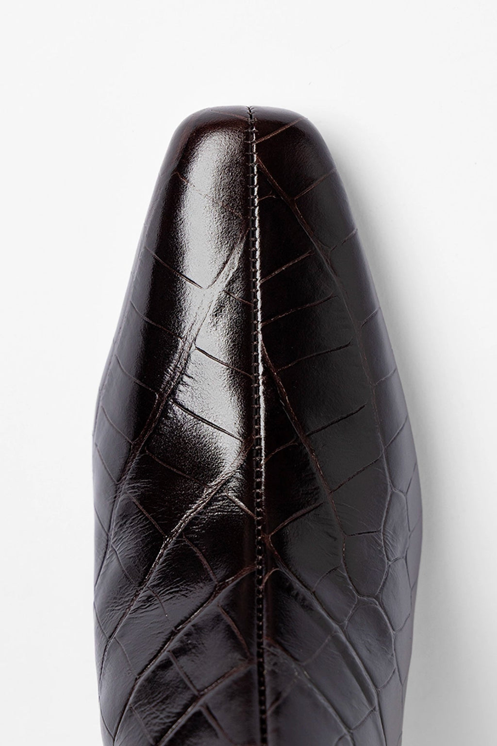 Larroude Alexis Bootie In Dark Croco Embossed Leather