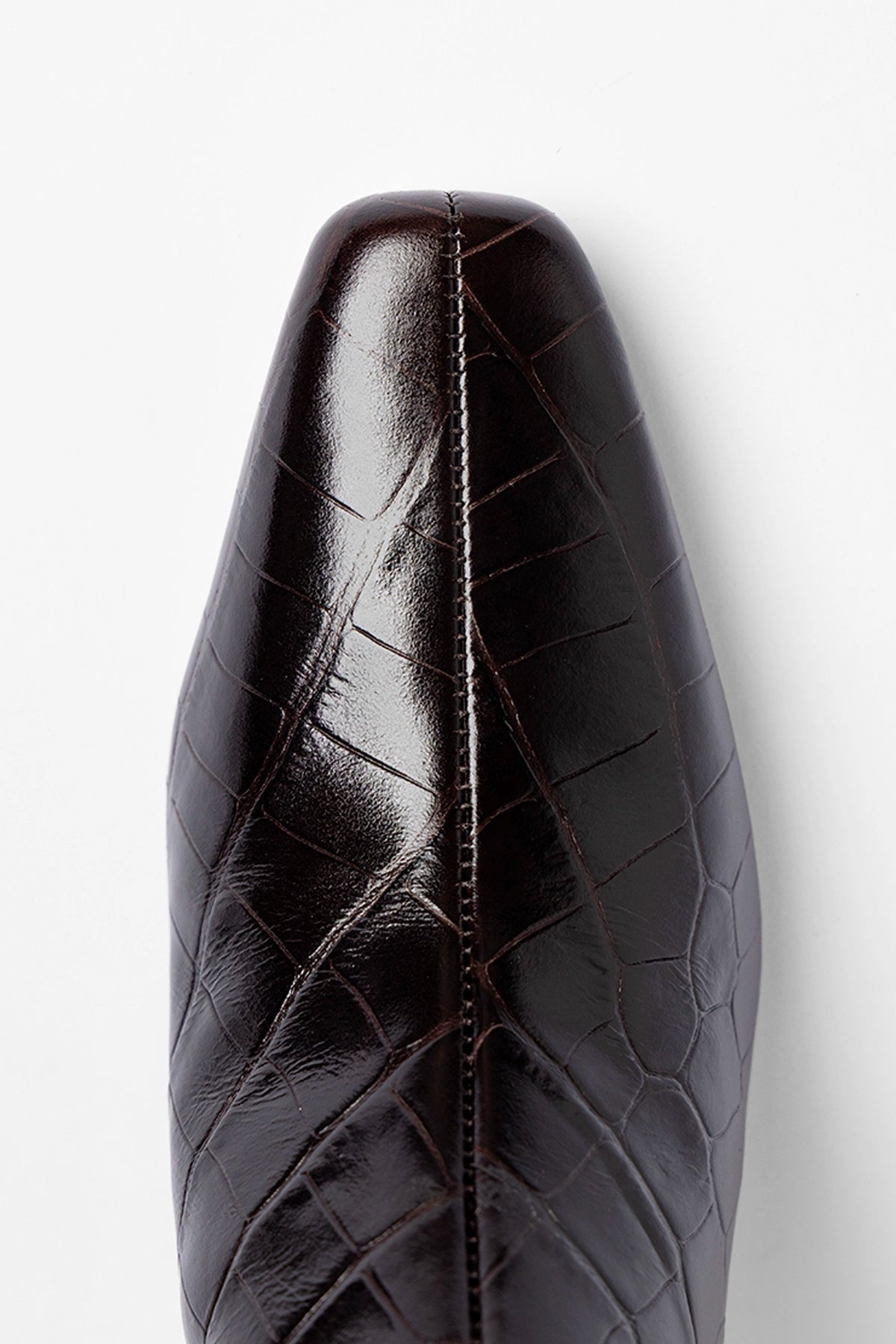 Larroude Alexis Bootie In Dark Croco Embossed Leather