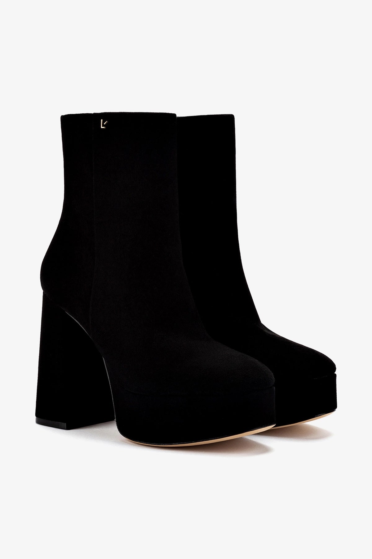 Larroude Dolly Boot In Black Suede