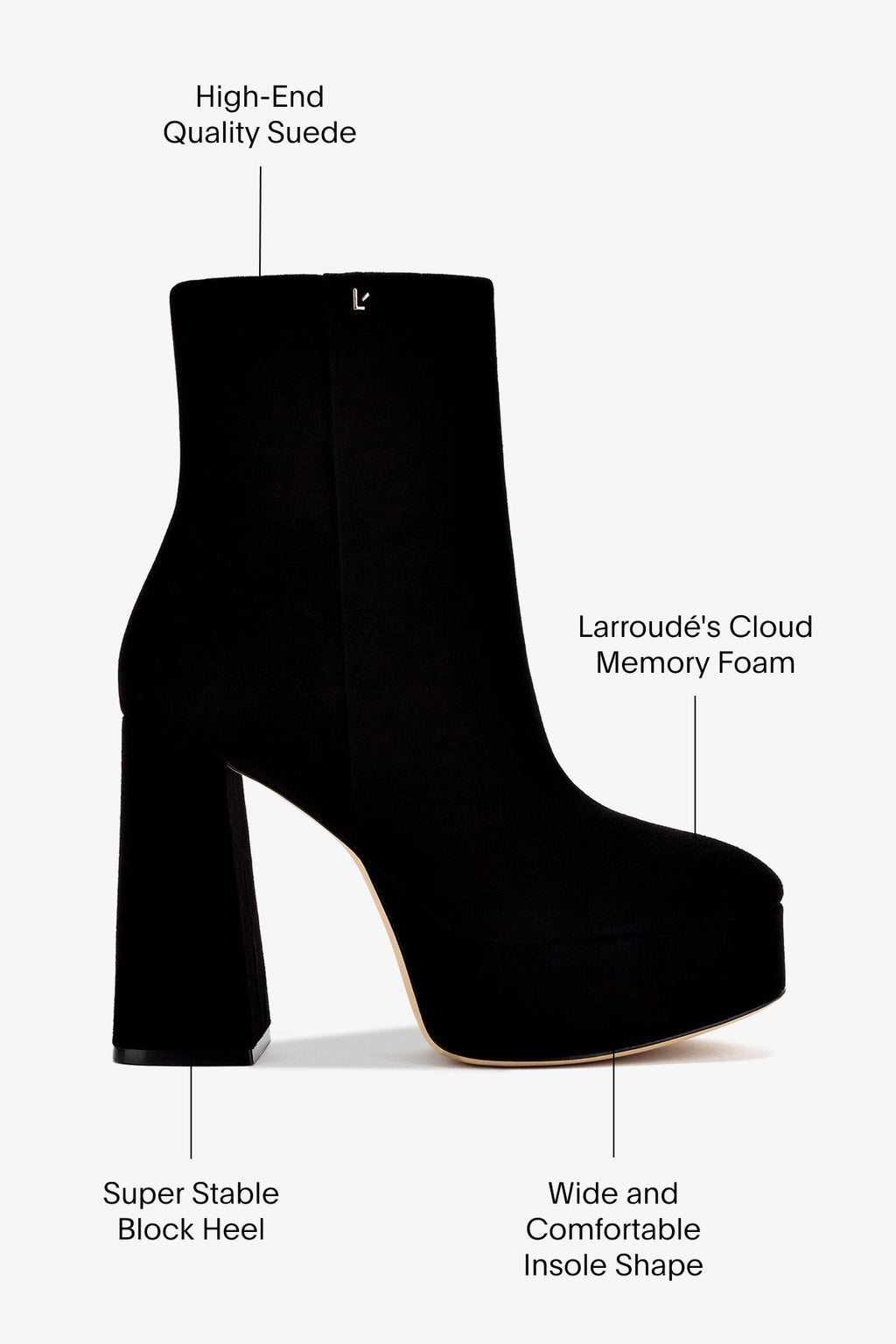 Larroude Dolly Boot In Black Suede