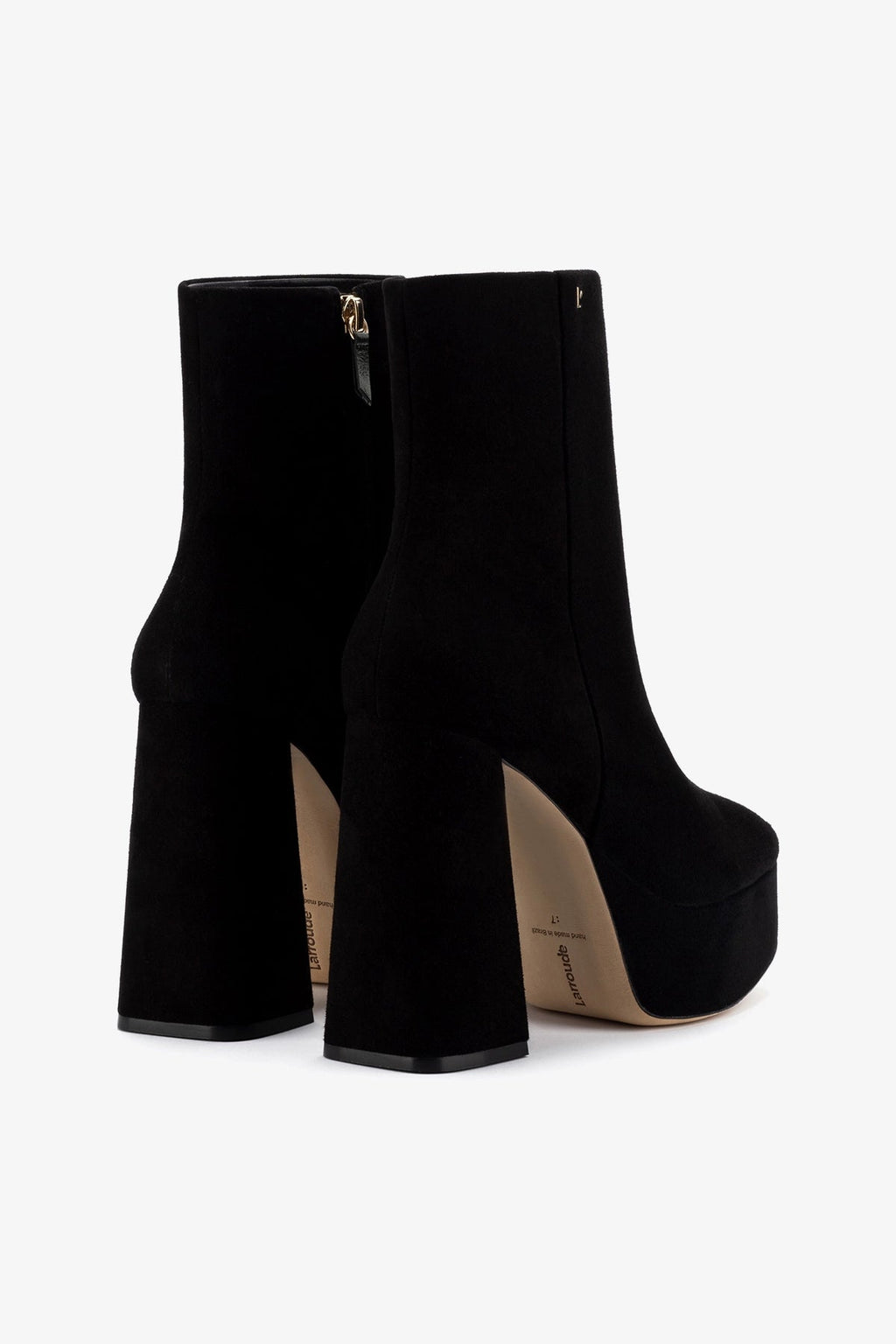 Larroude Dolly Boot In Black Suede