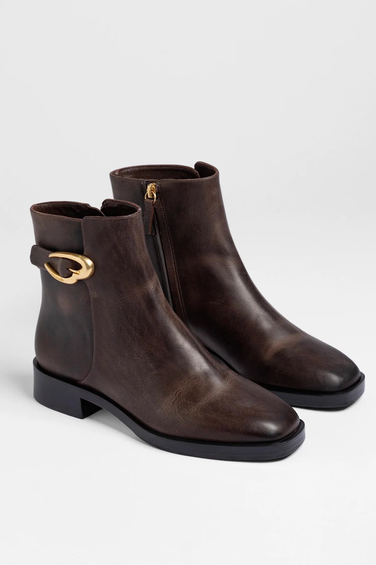 Larroude Anne Verona Low Boot Brown Leather
