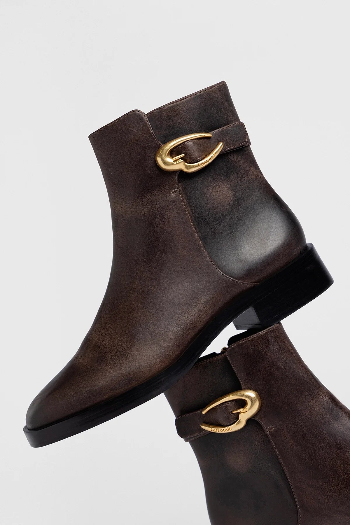 Larroude Anne Verona Low Boot Brown Leather